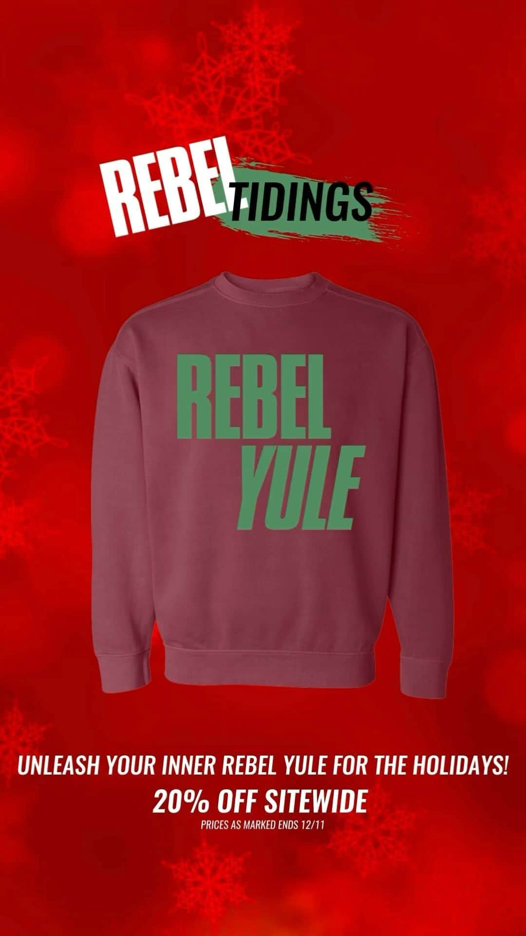 ビリー・アイドルのインスタグラム：「Bring home some 👊🏼🎄REBEL YULE for the holidays with 20% off sitewide in the official store. Order before December 11 to receive in time for Christmas. Use link in bio to shop now.」