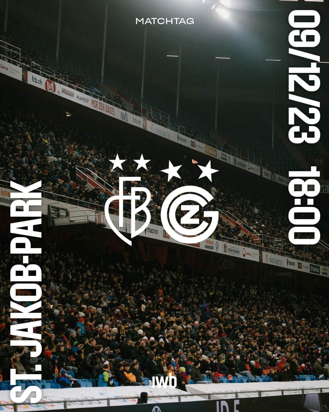 FCバーゼルのインスタグラム：「🔴🔵 S letschte Heimspiel vo däm Joor – nomol alli ins Joggeli 🔥🏟️  Kommt unbedingt vor dem Spiel noch auf der Plattform A beim «Wunsch- und Punschhüüsli» vorbei.   #FCBasel1893 #AlliZämme」