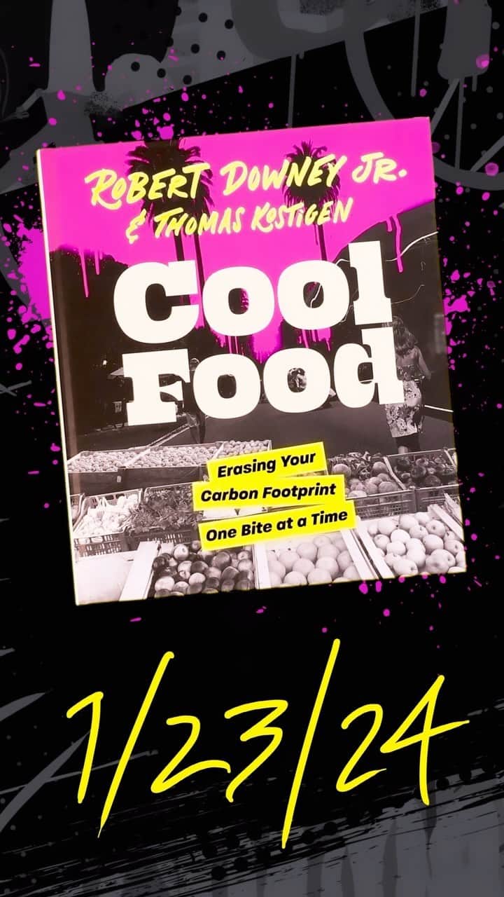 ロバート・ダウニー・Jrのインスタグラム：「Hey folks, it’s #FastFactFriday and do I have a treat for you! My upcoming book, “Cool Food,” is here to make climate change deliciously digestible. Just in time for #CoolFoodDay on 1-23-24, dig into mouth-watering recipes and explore global insights. Pre-order now for a delectable bonus: an exclusive, RDJ-crafted zine packed with custom illustrations. Every bite counts, so let’s cook up a greener future together at www.CoolFoodBook.com (link in bio!!!)   #coolfoodbook」