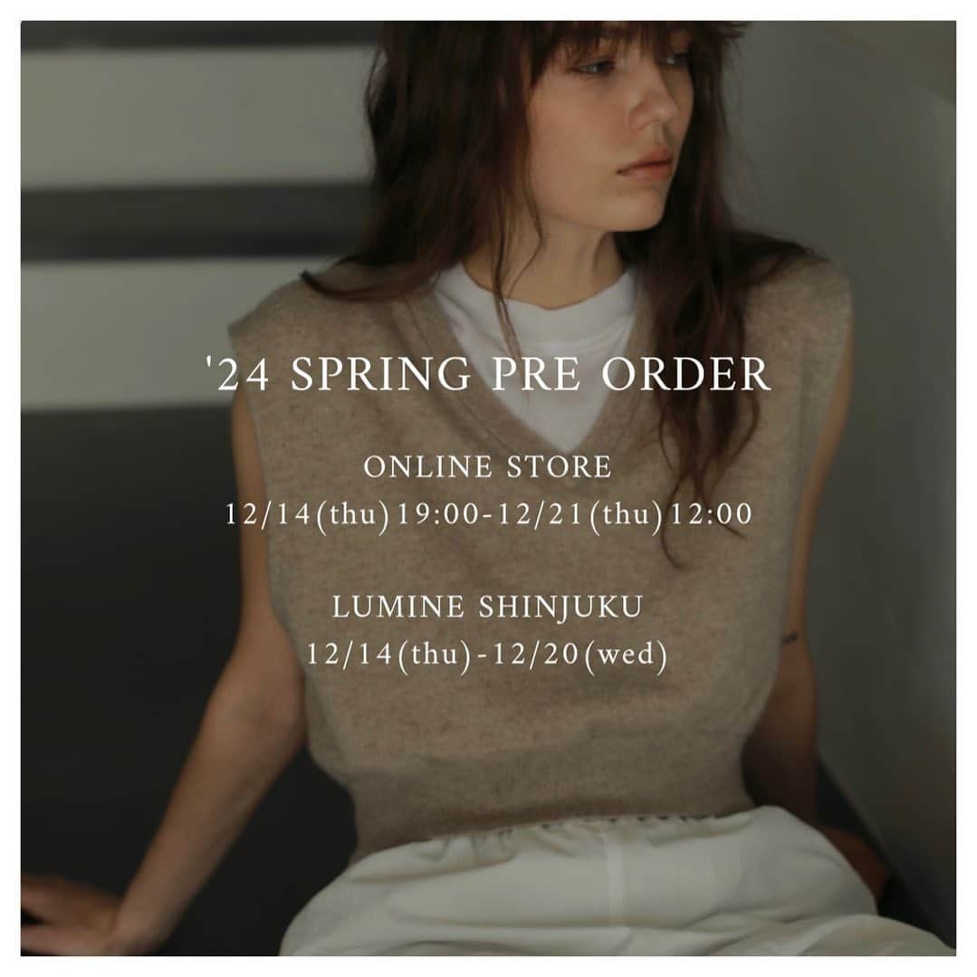 のインスタグラム：「.  '24 spring pre order  ETRÉ TOKYOでは、 春アイテムの先行予約会を開催いたします。  ─ 開催期間 ─  ONLINE STORE 12/14(木) 19:00 - 12/21(木) 12:00  LUMINE SHINJUKU 12/14(木) - 12/20(水)  対象アイテムをオンラインストアにて先行公開中 プロフィールTOPのURLよりご覧ください  #etretokyo #etre #2024etress #エトレトウキョウ #エトレ」