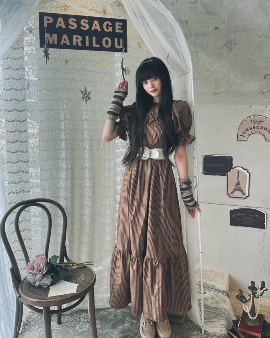 原田都愛さんのインスタグラム写真 - (原田都愛Instagram)「Today's clothes🍫 めっちゃガーリー系！ 結構前にF.i.n.tさんの展示会に行った時に撮影した！ 茶色で揃えてみたよお！ #fint」12月9日 11時45分 - girls2_toa_official
