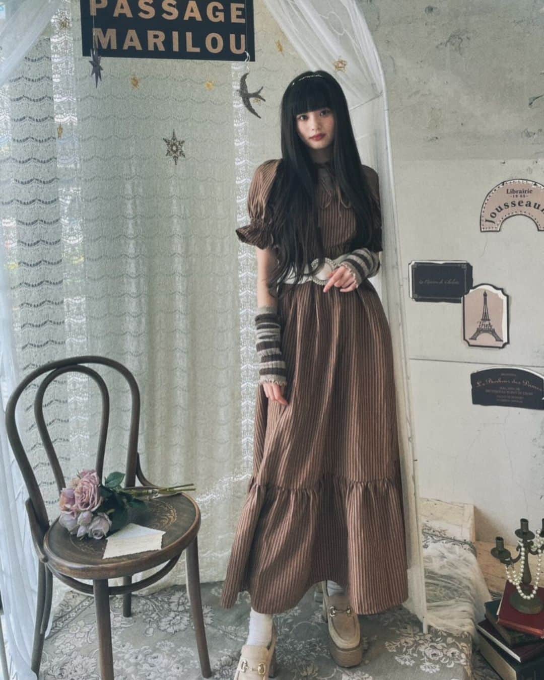 原田都愛さんのインスタグラム写真 - (原田都愛Instagram)「Today's clothes🍫 めっちゃガーリー系！ 結構前にF.i.n.tさんの展示会に行った時に撮影した！ 茶色で揃えてみたよお！ #fint」12月9日 11時45分 - girls2_toa_official