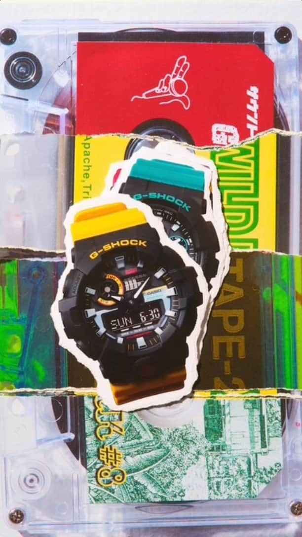 G-SHOCKのインスタグラム：「MIX TAPE  世代によって懐かしくも新鮮にも感じるカセットテープをモチーフに、クラシカルな定番シリーズをカラフルに仕上げたNewシリーズが新登場。  The new series called “MIXTAPE” inspired by cassette tapes, which are both nostalgic and fresh for different generations. Enjoy the colorful design on classic G-SHOCKs.  DW-5610MT-1JF DW-5900MT-1A4JF GA-100MT-1A3JF GA-700MT-1A9JF  #g_shock #mixtape #90s #80s #腕時計」