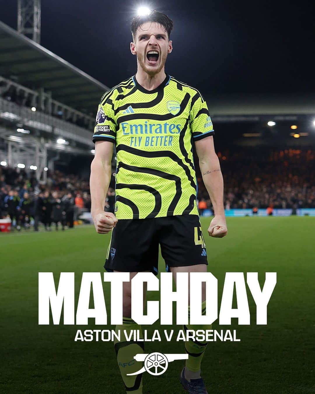 アーセナルFCのインスタグラム：「🟡 𝗠𝗔𝗧𝗖𝗛𝘿𝘼𝙔 🔵  🆚 Aston Villa 🕠 5.30pm (UK) 🏆 Premier League 🏟 Villa Park」