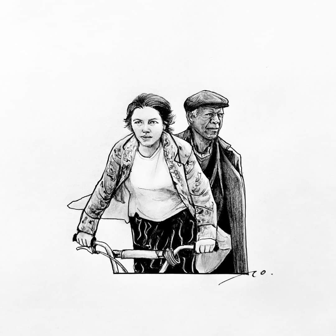 逢坂庵のインスタグラム：「23sketch1210 ・ ・ #cinema #movie #movieart #movieillustration #agoodperson #florencepugh #morganfreeman #mollyshannon #pencildrawing #portraitsketch #illustragram #monochrome #映画 #映画イラスト #鉛筆画 #人物画 #素描 #モノクロイラスト #87分の1の人生 #フローレンスピュー #モーガンフリーマン #モリーシャノン #映画好きな人と繋がりたい」