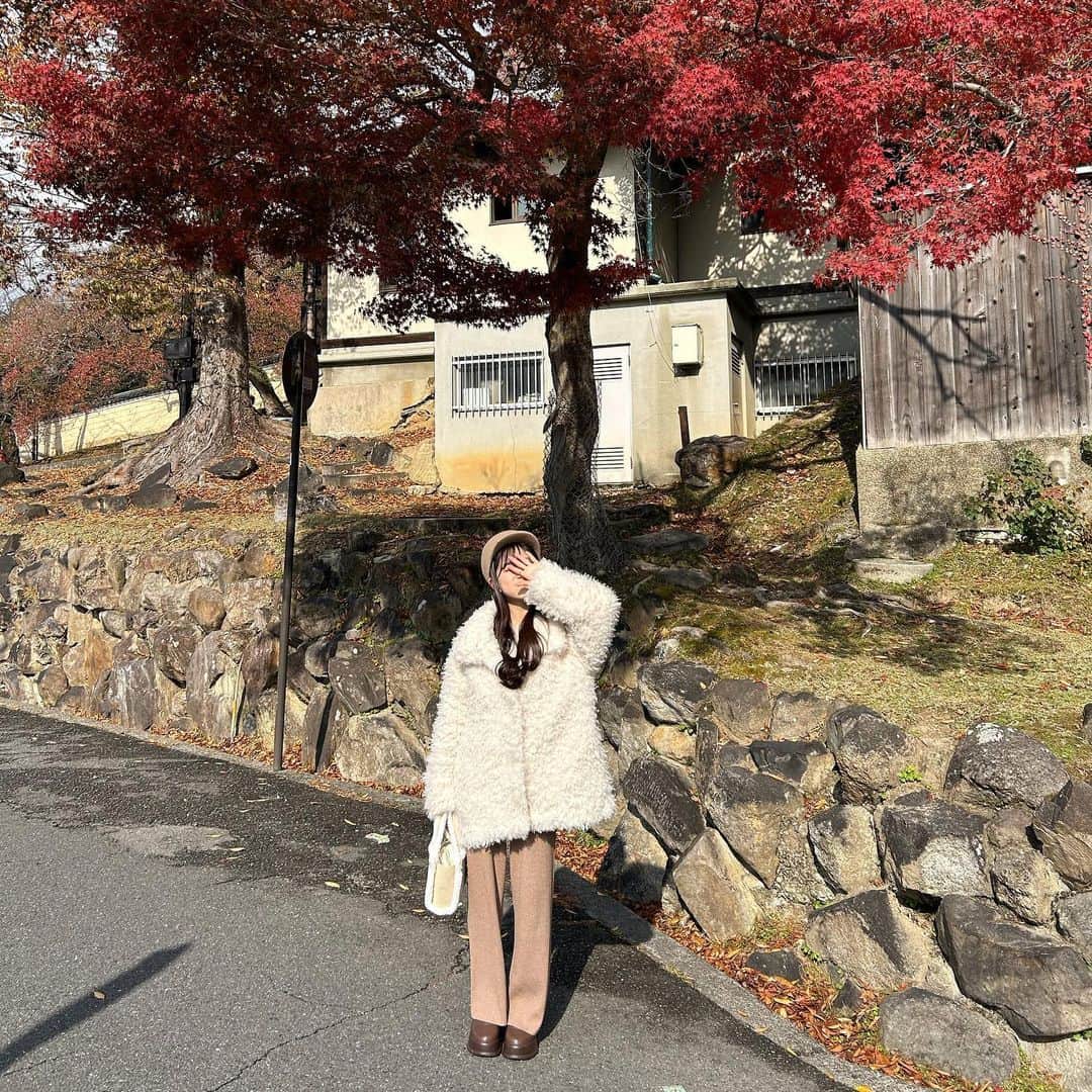 あみのインスタグラム：「︴𝑎𝑢𝑡𝑢𝑚𝑛 𝑡𝑟𝑖𝑝 , 𝑏𝑒𝑖𝑔𝑒 𝑐𝑜𝑜𝑟𝑑𝑖𝑛𝑎𝑡𝑒  𓂃𓈒𓏸   奈良でたくさん秋感じてきた🍂 やっぱり紅葉って夏の終わりと冬の始まりって感じが ほんとに好きだな .. ♡♡  もうそろそろ秋も終わりかな ~ （ 最近ちょっとあったかいけど .. ）  . . . #奈良旅行 #奈良観光 #奈良カフェ #奈良公園 #奈良 #秋コーデ #ベージュコーデ #淡色コーデ #ブラウンコーデ #低身長コーデ #ビスチェ #ブーツ #レイヤードコーデ」