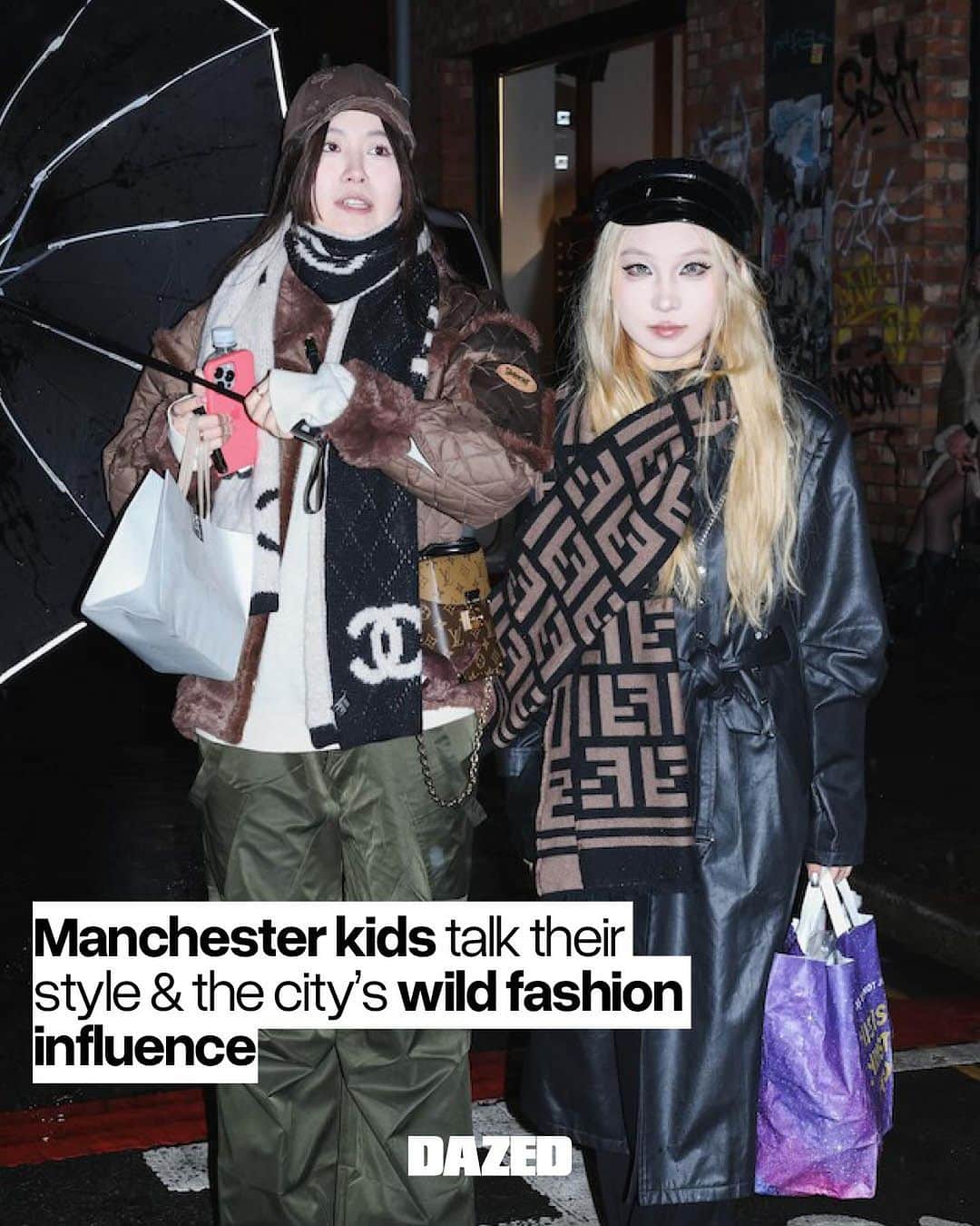 Dazed Magazineのインスタグラム：「Not so grim up North? No shit! ⁠ ⁠ All eyes are on the North of England right now, as @chanelofficial lands in Manchester for its 2023/2024 Métiers d’art show, taking over a cobbled street in its cultural Northern Quarter to debut a collection indebted to the city’s indelible music scene – from the acid house of the Haçienda, to the Northern Soul blared out in working men’s clubs, to baggy bands like Oasis, Stone Roses, and more.⁠ ⁠ We sent local photographer @jayjohnson94 out onto the city’s streets to capture a bunch of looks and get the lowdown on the best bits about Manny, its influence on fashion, and what they really thought about the Chanel show.⁠ ⁠ Tap the link in bio to read more 🔗⁠ ⁠ ✍️ @emmaedavidson⁠ 📸 @jayjohnson94⁠ ⁠ #DazedFashion」