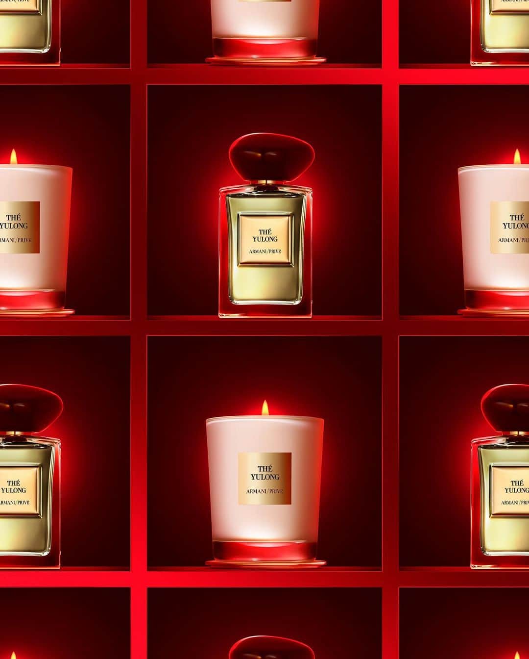Armani Beautyのインスタグラム：「The gift of luxurious scents. Featuring the fresh and smoky aromas of Armani/Privé THÉ YULONG and the creamy sandalwood scent of Armani/Privé SANTAL DĀN SHĀ, find the perfect festive fragrance for the Holiday Season this year, also available as candles for a complementary olfactory experience.   #Armanibeauty #ArmaniGift #ArmaniPrive #HolidayFragrance #HolidayCandle」