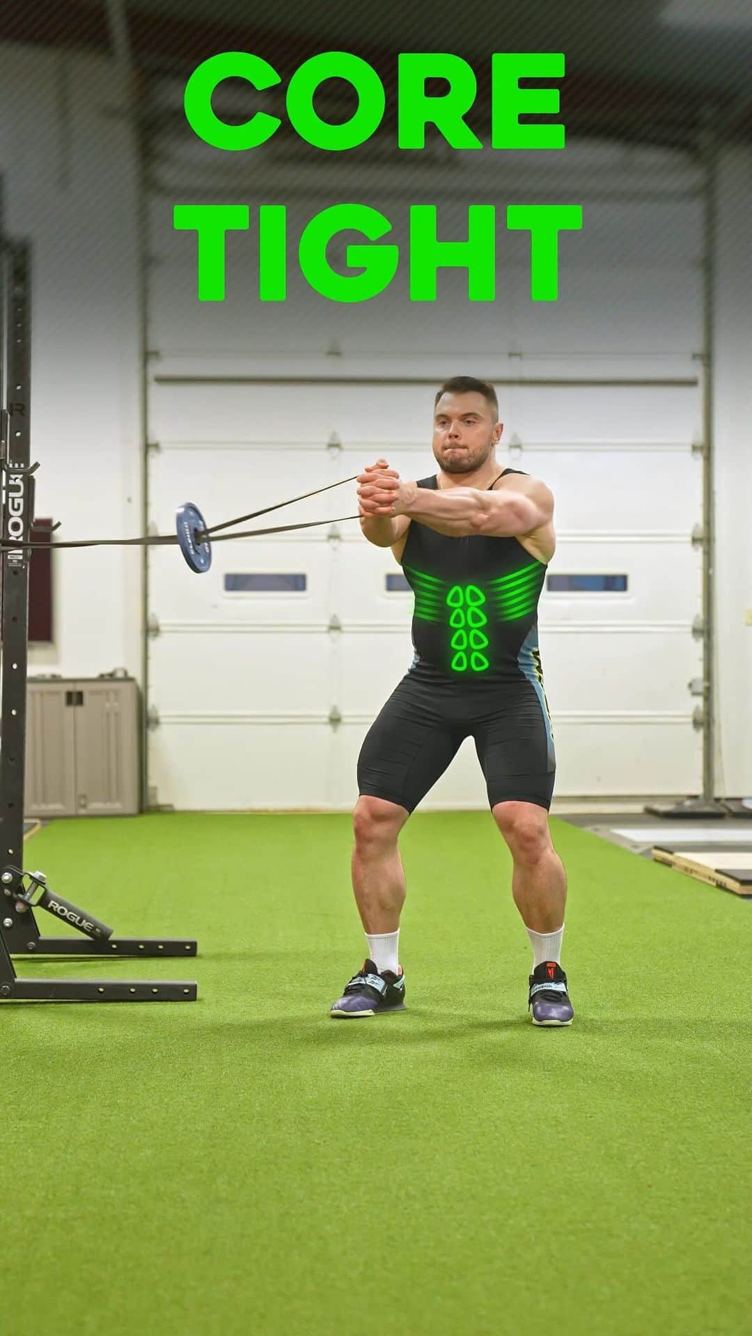 オレクシー・トロフティのインスタグラム：「🔥 Discover the Power of the Weighted Paloff Press! 🔥 . This dynamic exercise intensely targets core muscles, enhancing overall stability and balance - crucial for every athlete. By improving core rigidity, the weighted Paloff press translates to better power and efficiency in movements, giving athletes an edge in performance. This move also boosts rotational strength, essential for sports involving twisting movements like golf, tennis, and jiu-jitsu. Paloff press is suitable for all fitness levels, it can be scaled up or down, making it a staple in any athlete’s training regimen. By working one side at a time, it helps address imbalances and asymmetries, crucial for a well-rounded athletic build. . Find more amazing drills in my Athletic Performance training program! . GYM @groupthreebarbell」