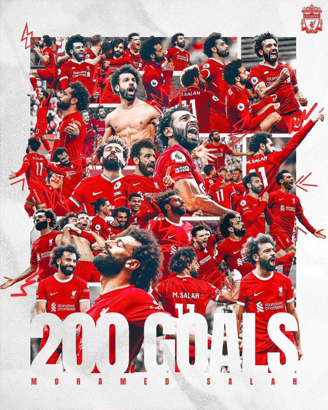 リヴァプールFCのインスタグラム：「2️⃣0️⃣0️⃣ goals for the Reds 😍 Simply incredible. Simply @mosalah. 👑」