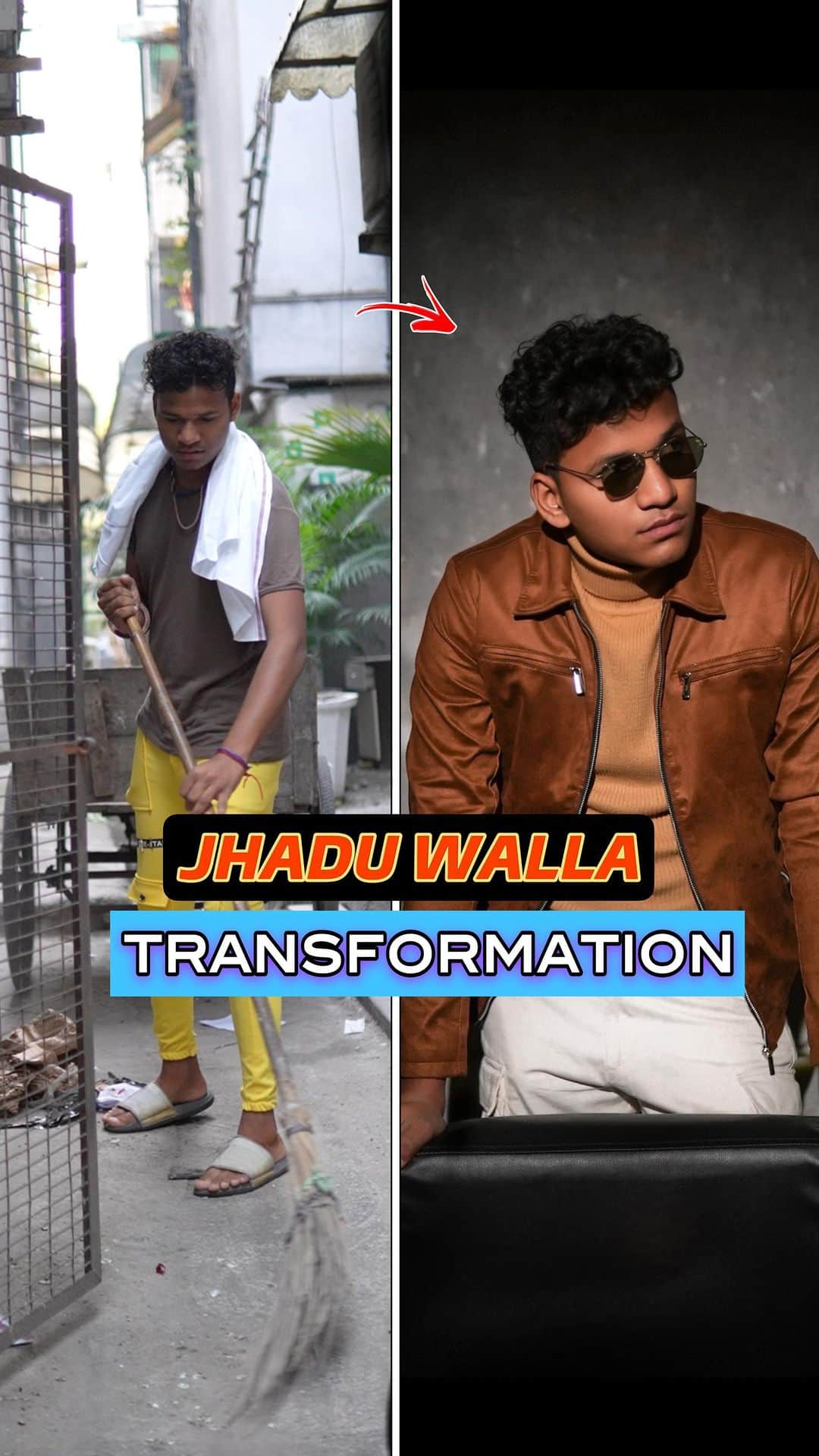 Karron S Dhinggraのインスタグラム：「Jhadu Walla🧹Transformation| Want to be next?👇🏻 Follow these steps📜 • Comment your : Age, height & City • Save & Share this reel on your story  Our team will check & IF you have followed these steps properly then they will DM you for the next steps📞 . . . #TheFormalEdit #Transformation」