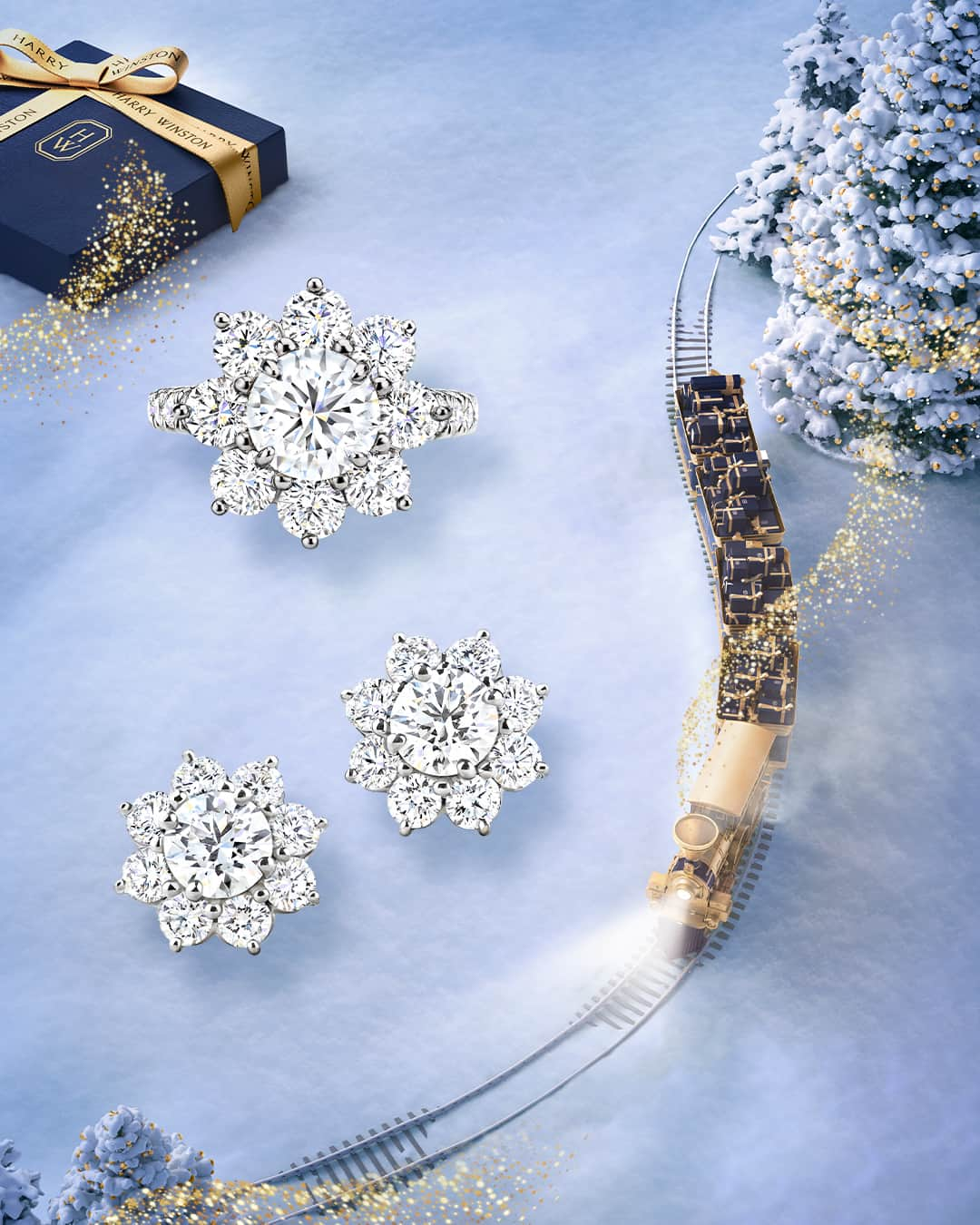 ハリー・ウィンストンさんのインスタグラム写真 - (ハリー・ウィンストンInstagram)「As the Winston Express makes its way across a snowy landscape, diamond gems from the Sunflower Collection bloom with the season’s cheer. Tap the link in bio to let them unwrap sparkling delights this year. #WinstonWishes #HarryWinston」12月9日 23時53分 - harrywinston