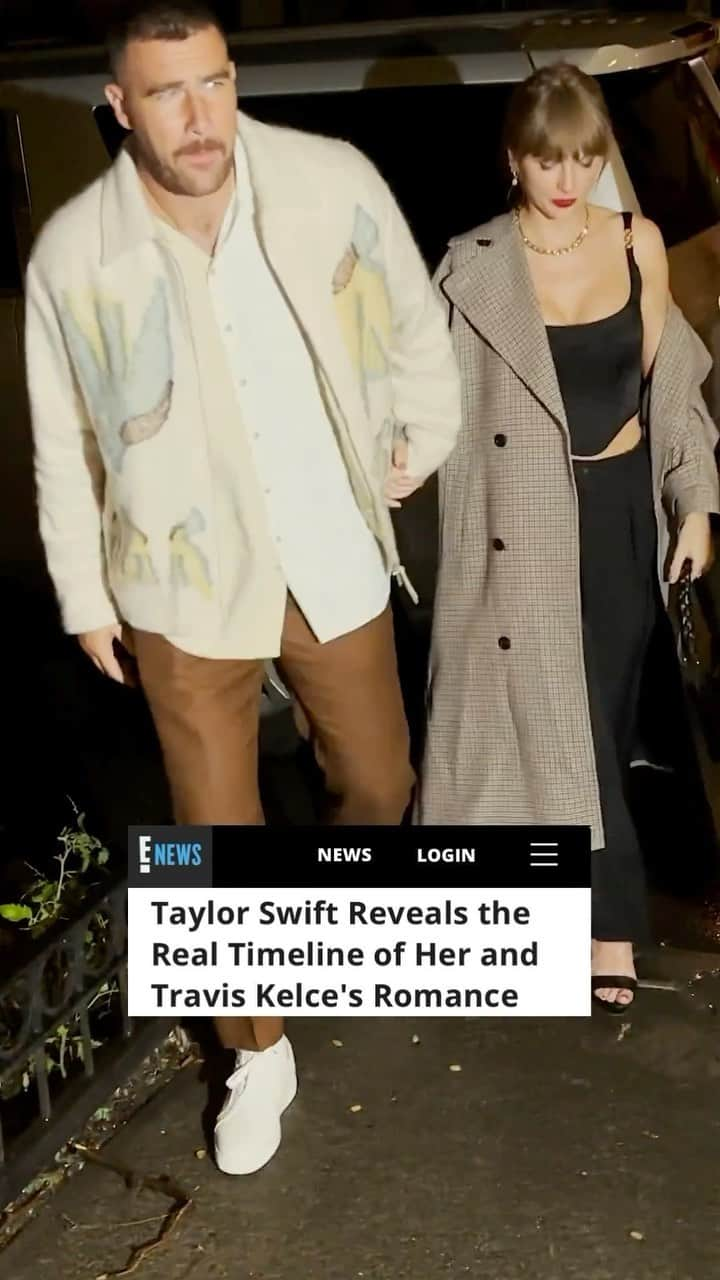 E! Onlineのインスタグラム：「Taylor Swift is bringin’ up her history with Travis Kelce. She shares how long they’ve really been in a lavender haze at the link in bio. (🎥: Getty)」