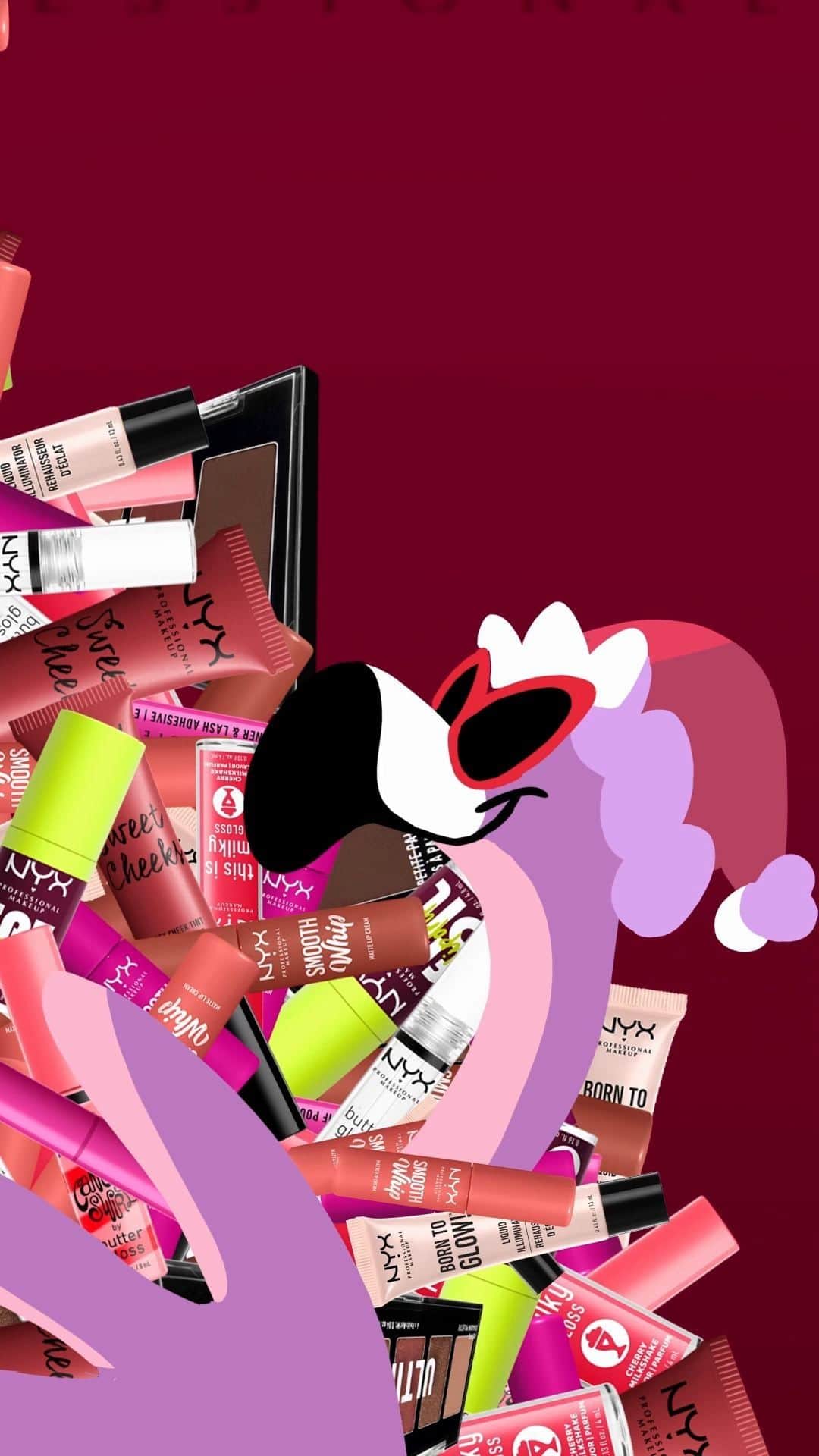 NYX Cosmeticsのインスタグラム：「we're making it rain this holiday szn 💋❄️ pick up the Pull-to-Sleigh Surprise Makeup Box at @ultabeauty now 🛒 animation by @thebokbok  #nyxcosmetics #nyxprofessionalmakeup #holidaycollection #falalalaland #veganformula #crueltyfree」