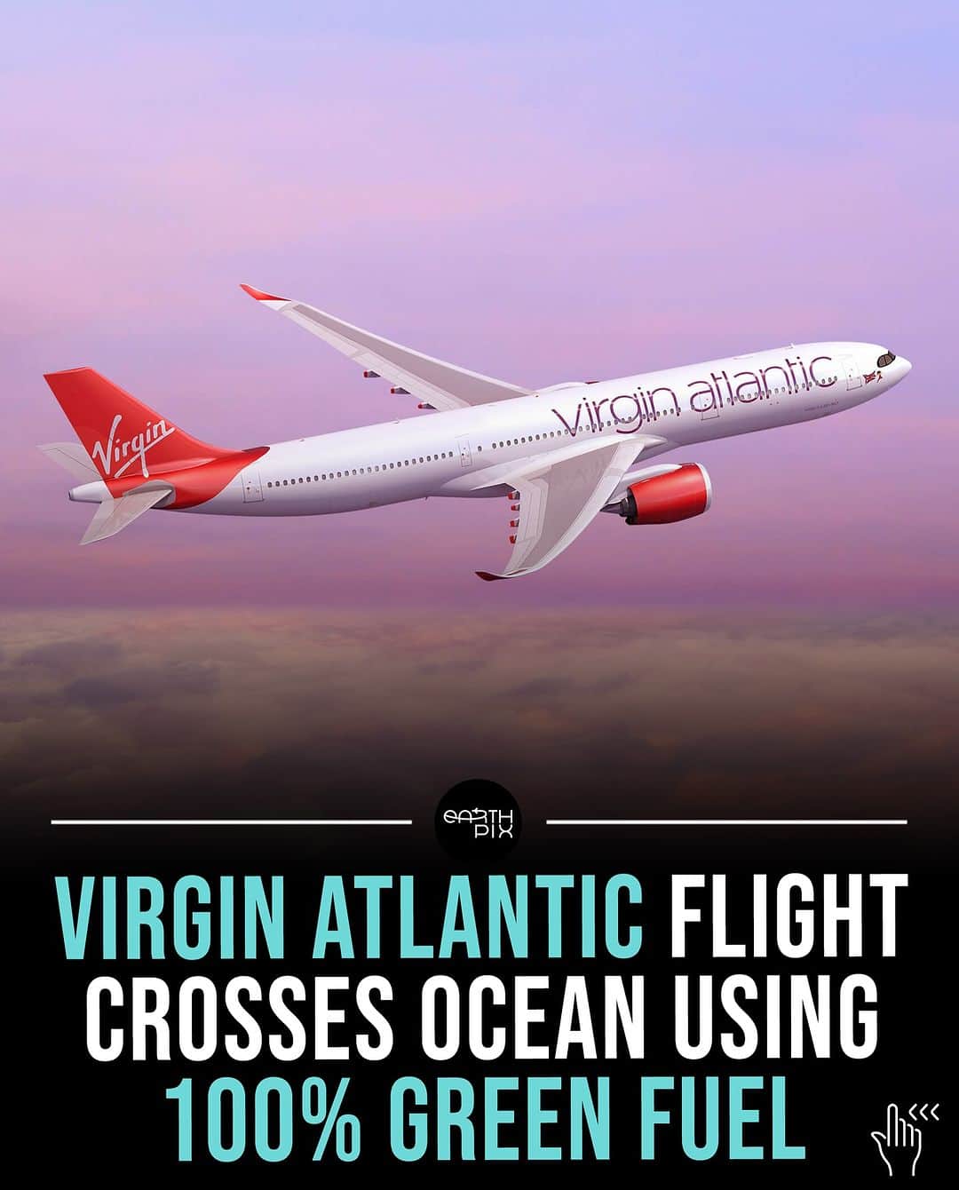 Earth Picsのインスタグラム：「Virgin Atlantic achieved a groundbreaking milestone with the world’s first commercial airline flight from London to New York powered entirely by 100% Sustainable Aviation Fuel (SAF).   This innovative fuel, derived from waste products, provides up to a 70% reduction in CO2 lifecycle emissions compared to conventional jet fuel.   The historic flight, made possible by a consortium led by Virgin Atlantic and involving Boeing, Rolls-Royce, Imperial College London, University of Sheffield, ICF, and Rocky Mountain Institute, highlights SAF as a promising mid-term solution for reducing carbon emissions in long-haul aviation. ✈️」