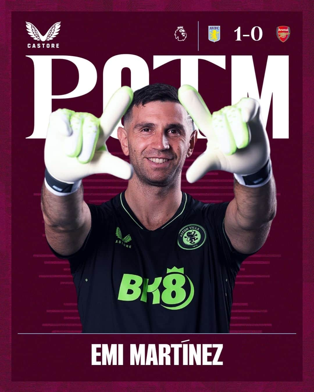 アストン・ヴィラFCのインスタグラム：「Back-to-back clean sheets! ✅ Emi Martínez is your Player of the Match, presented by @Castore_Sportswear! ⭐」