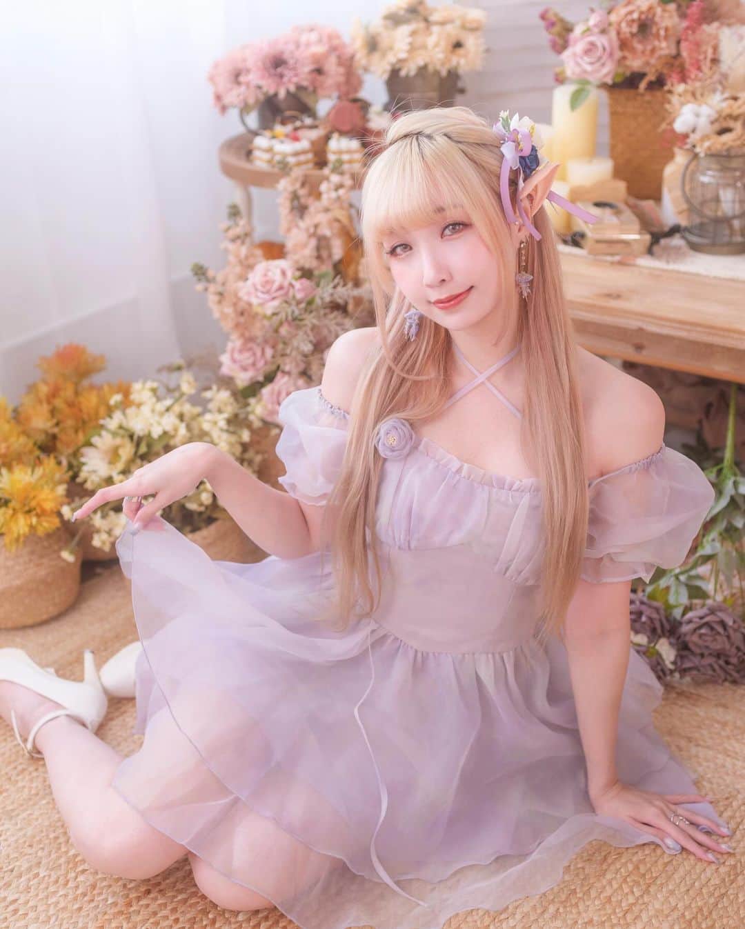Sherryのインスタグラム：「- Elf💫 Grace🐢🐢生誕的妖精造型照✨ 昨天聲音有點沙啞，不太能聊到天🥺🥺真的很抱歉!! 這幾天會休息多點!!! 下週的Sona生誕和下下週的RG會更精神的見大家💙」
