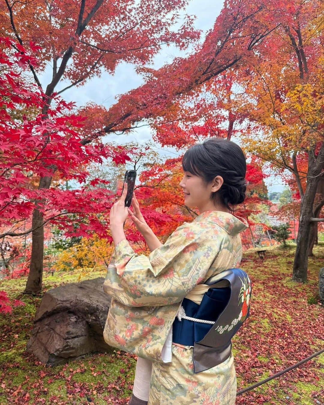 道重佐保さんのインスタグラム写真 - (道重佐保Instagram)「「そうだ 京都、行こう」なお写真🍁  ♪My Favorite Things が流れてきそうでしょう〜🎹❤︎ふふふ  古今和歌集に「モミジの永観堂」と詠まれている、禅林寺永 観堂へ🥰 （どこにいるでしょう？！の問いにぴったり正解を出している方もいて！流石です！👏🏻そして山口か？いや東京か？奈良？いやいや京都な気はするぞ？！と考えてくださったみなさんもありがとう☺️)  紅葉が綺麗な季節の京都へ一度行ってみたかったんですよね。しかも素敵なお着物で歩くことが出来て大満足です！👘✨  お着物とヘアセットは @kyonomiyako_kyotoekimaeten さん！ありがとうございました🙇🏻‍♀️  短い時間やったけど、写真に動画に沢山あるので投稿まだまだ続きます️📝  . . .  PR @kyonomiyako_kyotoekimaeten #京乃都京都駅前店 #kyonomiyakokyotoekimaeten #京都着物レンタル #京都着物着付け #japaneseculture #kimono #wa #wafuku #kyoto  #japanesekimono #和 #和装 #和服 #京都 #京都紅葉  #紅葉 #autumn #autumnvibes #autumvibes🍁 #autumleaves #🍁 #iphone撮影  #portrait #japanesegirl #ig_japan #followme #ootd #日本的 #道重佐保 #michishigesaho」12月10日 18時30分 - sahomichishige