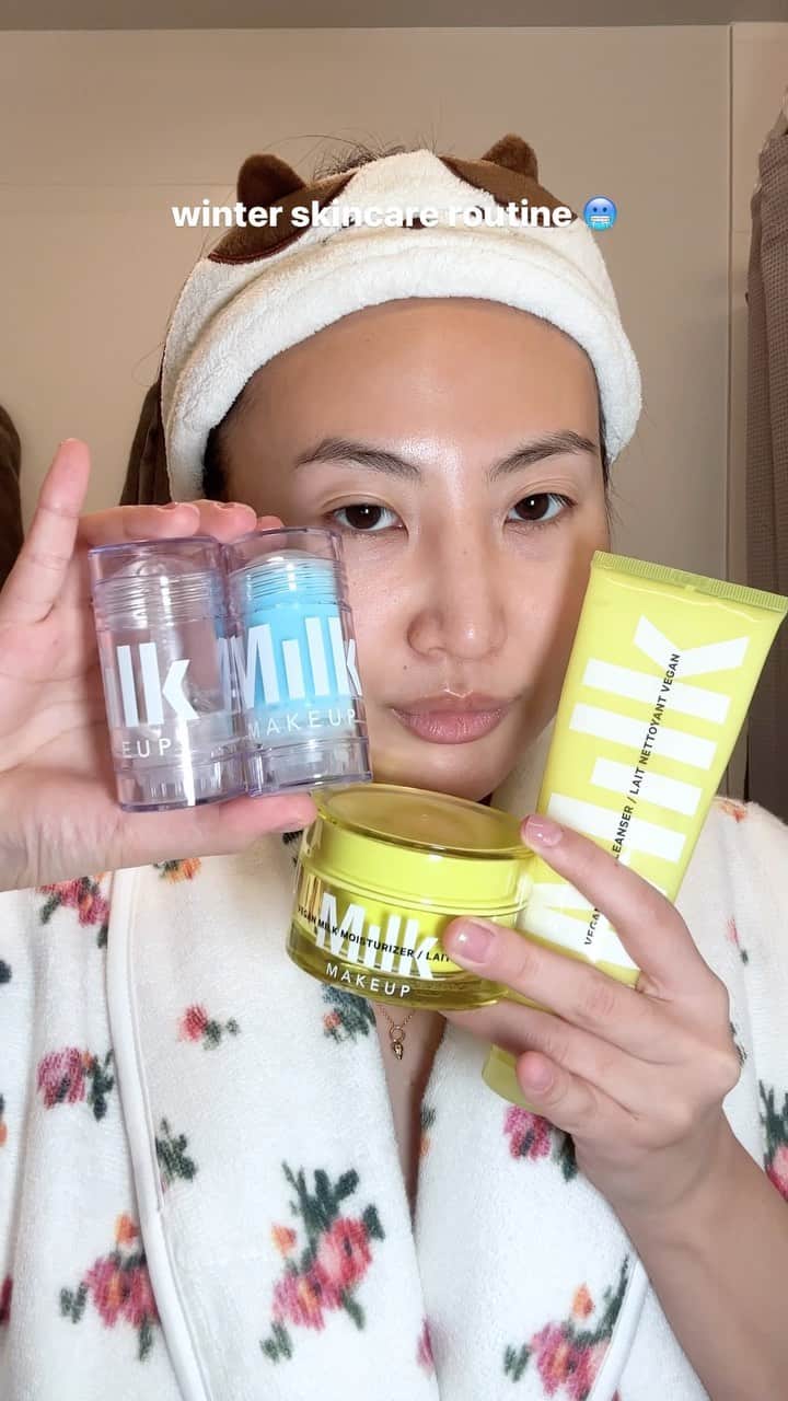 Milk Makeupのインスタグラム：「Dry winter skin? no thx 🙅‍♀️ here’s how @sunnytsao (she/her) braves the winter chill with this tried-and-true #winterskincare routine ❄️✨ #MilkMakeup #skincaretips」