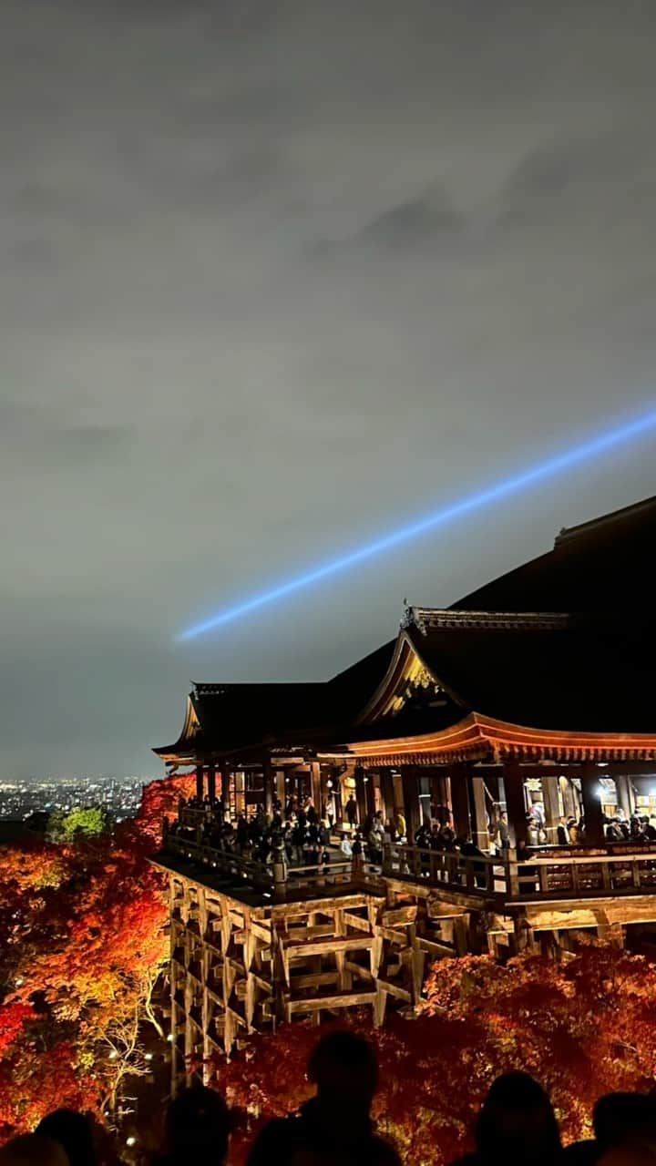 前田穂香のインスタグラム：「人生初めての清水寺いってきた🥹💓 もう綺麗すぎて感動です🍁🥲 #清水寺 #清水寺ライトアップ #清水寺紅葉 #紅葉スポット #紅葉」