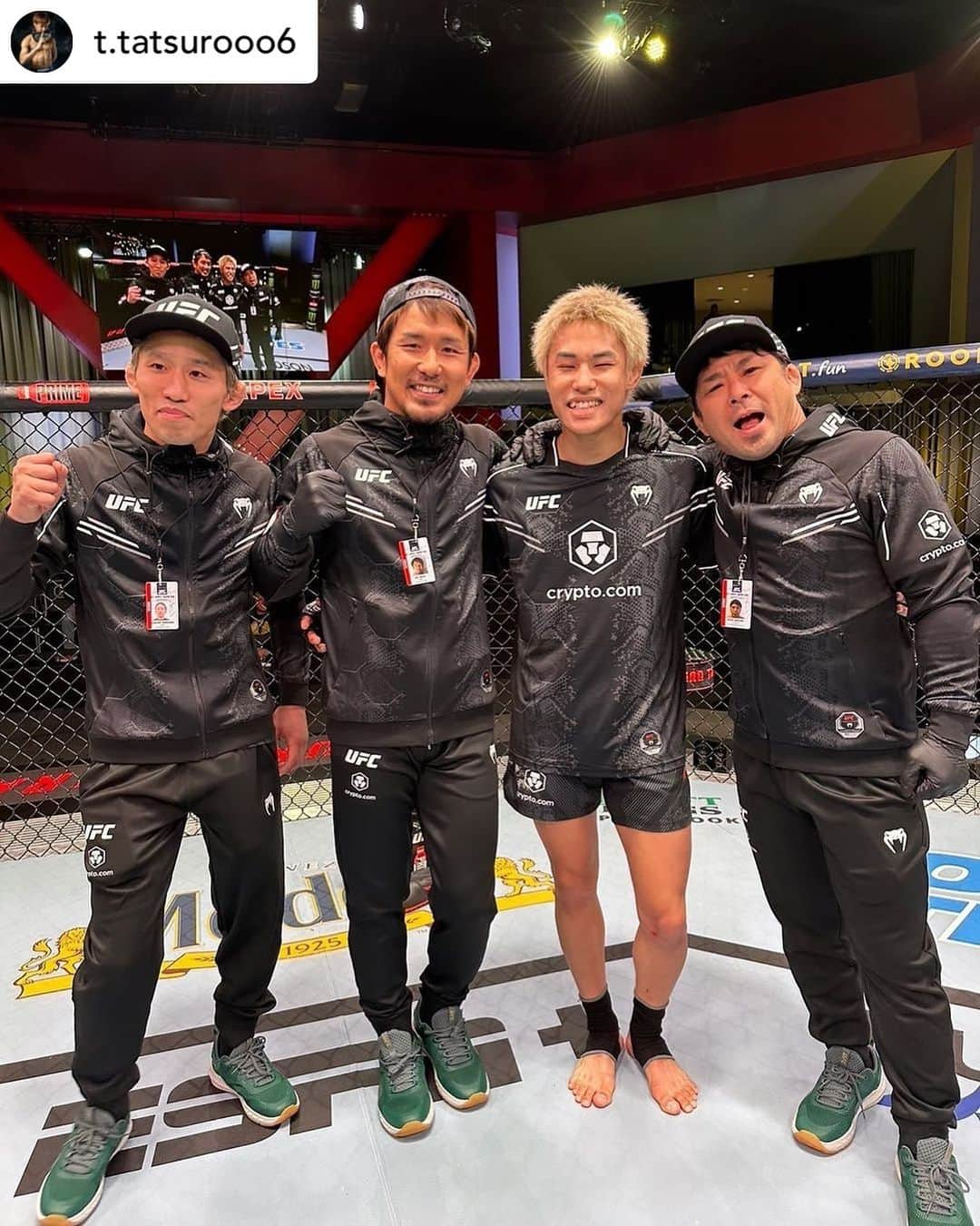 佐藤ルミナのインスタグラム：「UFC5連勝‼️ 早くランカーとの対戦が見たい！ Congratulations Tatsuro!👏Undefeated from amateur to UFC! #inspiritjapan  #teaminspirit  #沖縄 #平良達郎   Posted @withregram • @t.tatsurooo6 UFC5戦目2round TKOで勝ちました！ 本当に沢山の応援ありがとうございました‼︎ 来年一発目、ランキング戦楽しみです🔥  #ufcvegas83」