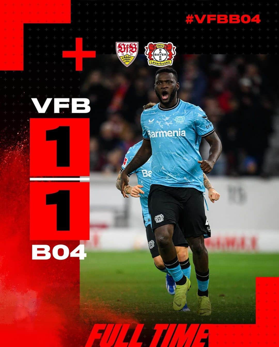バイエル・レバークーゼンのインスタグラム：「A point in Stuttgart! 🤜🤛  #VFBB04 1-1 #Bundesliga #Bayer04 #Werkself」