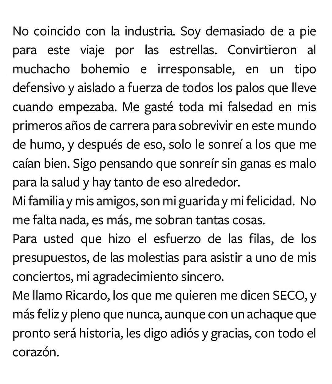 リカルド・アルホナさんのインスタグラム写真 - (リカルド・アルホナInstagram)「UNA DESPEDIDA EN SANTIAGO.  Gracias por hacer tan fácil lo imposible.  Texto completo en la publicación.」12月11日 3時04分 - ricardoarjona