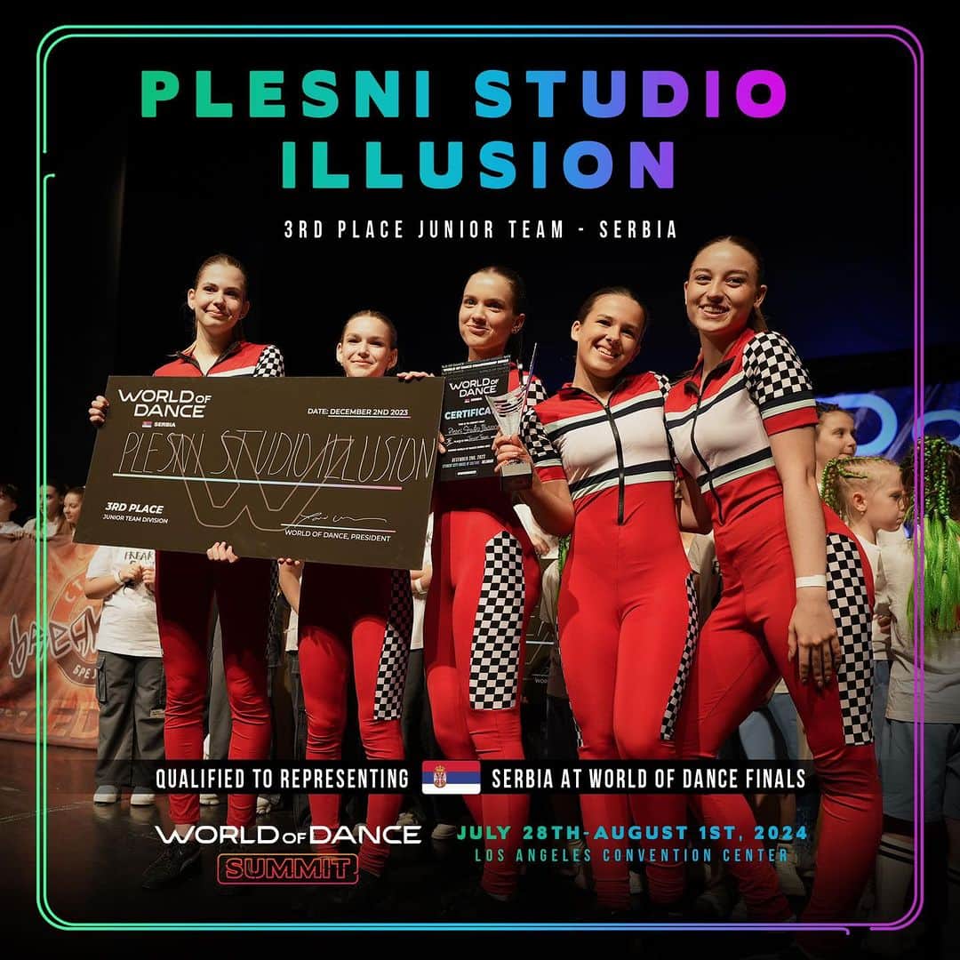 World of Danceさんのインスタグラム写真 - (World of DanceInstagram)「Congratulations to the Junior Division winners of World of Dance Championship Series Serbia 2023! 🏆  These teams are now qualified for the Finals competition at the all new World of Dance Summit, July 28th - August 1st, 2024 at the Los Angeles Convention Center!  ➡️Swipe to see our champs and make sure to leave some love in the comments! 🔥  Junior Division Winners 🥇AGT Babies ( @agt.babies ) 🥈DA Clique JUNIOR ( @daclique__ ) 🥉Plesni Studio Illusion ( @plesnistudioillusion )  Thanks to all the competing teams, showcase teams that took our stage, see you at World of Dance summit! 🙌  #worldofdance #worldofdancesummit24」12月11日 4時00分 - worldofdance