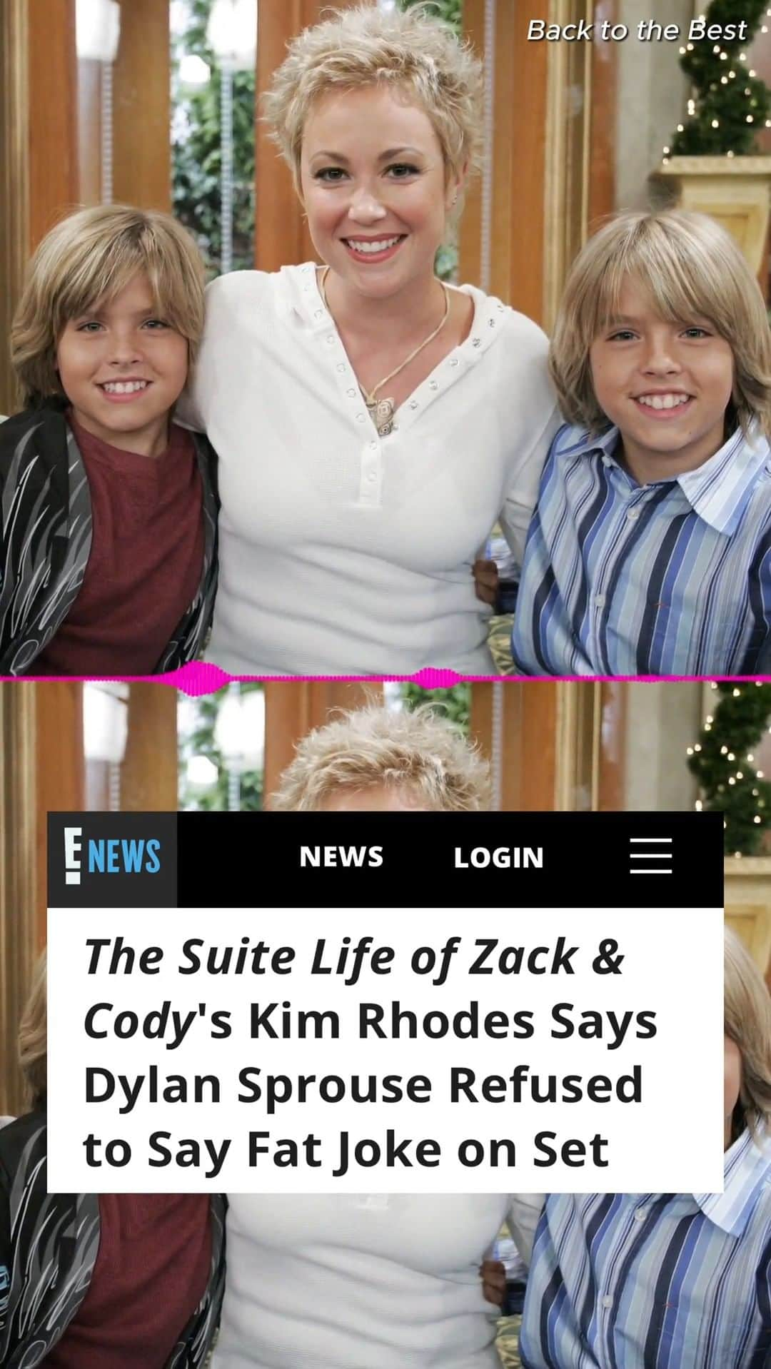 E! Onlineのインスタグラム：「When it comes to #TheSuiteLife, #KimRhodes says the #Sprouse brothers always had her back. She details the moment when #DylanSprouse refused to say a fat joke on set at the link in our bio.」