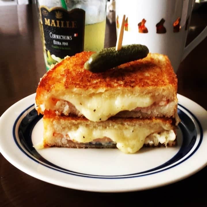 志摩有子さんのインスタグラム写真 - (志摩有子Instagram)「お昼にフライパンで焼くツナメルトサンドイッチ。チーズをたっぷり入れたからとトロリととろけ出す。カリッとジュワ〜っといい感じ。  #ツナメルトサンド #フライパンサンド」12月11日 14時02分 - ariko418