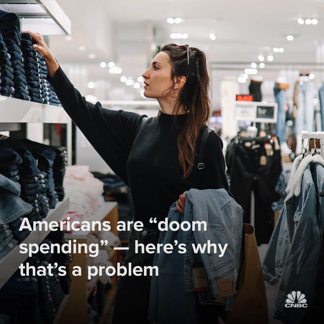 CNBCのインスタグラム：「Consumer spending has remained remarkably resilient in the face of some stiff economic headwinds.  Nearly all Americans, 96%, are concerned about the current state of the economy, according to a recent report by Intuit Credit Karma.  Still, more than a quarter are “doom spending,” or spending money despite economic and geopolitical concerns, the report found. Even as inflation and high interest rates have squeezed budgets, a record 200 million shoppers turned out between Black Friday and Cyber Monday, according to the National Retail Federation.   This season, holiday spending is expected to reach record levels, totaling up to $966.6 billion, the NRF projects.  Are you a “doom spender?” Link in bio for details on why doom spending could be a problem, especially for younger workers, at the link in bio.」