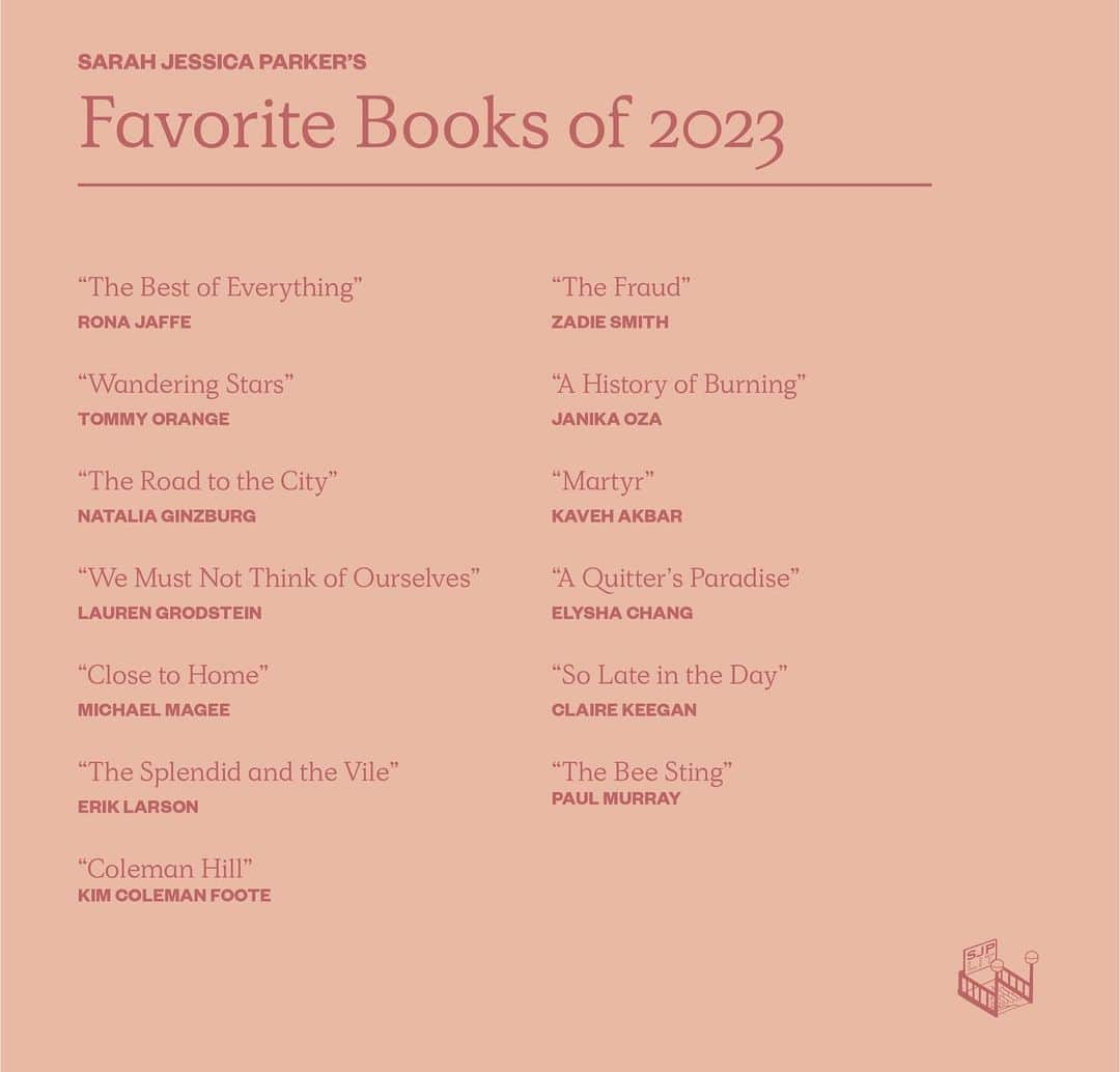 サラ・ジェシカ・パーカーさんのインスタグラム写真 - (サラ・ジェシカ・パーカーInstagram)「In 2023 I have traveled in books to various points in Ireland, India, Uganda, my home of NYC, across the George Washington Bridge to Vauxhall New Jersey, Indiana and Iran, an Italian village, Colorado, Oakland California and England. I have spent time in the very distant past and in contemporary times. All courtesy of the extraordinary writers who authored the blissfully transportive and forever remembered books I have had the pleasure of holding, reading and sharing this past year.  As always, I’m incapable of picking a favorite, nor would I, even if I was so inclined. I could not compare, nor should they compete. They are all glorious, radically and wonderfully different from one another, and simply share one ingredient - supremely gifted authors.  Some are important new voices, some voices you might already know and love as I do. If you’ve not read the ones currently available I’m thrilled to introduce these books and in some cases perhaps, the writers. As always, please check with your local independent bookseller or your local librarian. Happy reading my fellow readers. These were the titles I wanted to share.  Until the next ones! X, SJ」12月11日 23時58分 - sarahjessicaparker