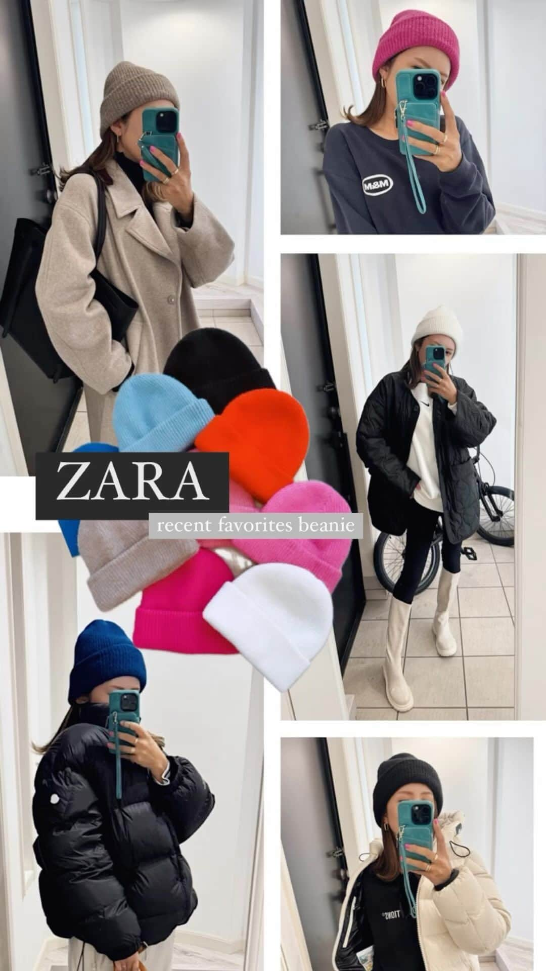 ᴄʜɪɪ➢sʜᴏᴘ@ʀᴇsᴏʀᴛᴄᴏʟʟᴇᴄᴛɪᴏɴ.ᴊᴘのインスタグラム：「@zara のニットビーニー🩷🩵💙❤️🤍🖤🤎  SALEで出てたりしたのもポチポチして 気付いたらこんなに同じ型の色違いがあった笑  去年息子のサッカー観戦用にと防寒として買ったら 暖かいしピッタピタのビーニーと違って ふわふわだから頭の形カバーしてくれて 小顔効果もあるし高級感もあるしどハマりして 気付いたら色んな色買ってた🤭❤️‍🔥  でもピンク買ったの忘れて似たようなピンク買ってた 自分に引くわ〜😇 でも1つほつれ気味だからストックにしとこ。笑  ビーニー似合わないって人でも かぶりやすいビーニーだよ🥰  #ZARA#zaraコーデ#zara購入品 #ニットビーニー#ビーニー#ニット帽  #beanie#コーデ#ママコーデ #fashion#ファッション#fashionstyle #fashionblogger#fashionista #coordinate#zarawoman#zaraoutfit #shein#sheinstyle#モンクレール #moncler#ダウン#ダウンジャケット #防寒コーデ#防寒#nike#スニーカー」