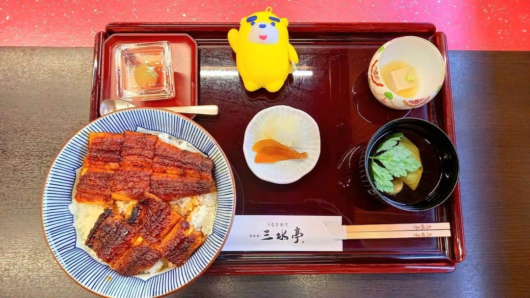 東海テレビ公式キャラクター「イッチー」のインスタグラム：「😀 愛知県西尾市といえば…うなぎ♪ 食べたイッチー😆  ドラマの中でも大事なシーンにうなぎアリ！  #旅するイッチー #イッチーと行くロケ地ツアー #うなぎ最高 #三水亭 #愛知県 #西尾市  -——————————— 　🌟ドラマ情報🌟 -——————————— 東海テレビ開局65周年記念ドラマ 『 #江戸からきたキラくん 』 2024年1月2日(火) 2時～放送  愛知県西尾市を舞台に、頑張る人の背中を押すヒューマンドラマ放送決定‼ 『忠臣蔵』の敵役・吉良上野介が、若い男に乗り移り、令和の西尾市に蘇った⁉  👥 出演 👥 #佐野岳 #岡本あずさ #清水由紀 #水野勝 #天野ひろゆき（ #キャイ～ン ） #ウド鈴木（ #キャイ～ン ）」