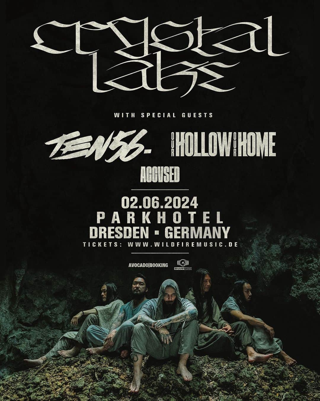 Crystal Lakeのインスタグラム：「Boom! Die japanische Metalcore Band @crystallake777 kommen im Sommer 2024 ins @parkhotel_dresden  Mit dabei @ten56hq , @ourhollowourhomeuk 🤯 Eröffnen werden den Abend @accvsed.band   Tickets gibts ab morgen 12 Uhr via @eventimgermany   Präsentiert von @rauze.de  . . #crystallake #ten56 #crystallakeband #parkhoteldresden #blauersalondresden @blauer_salon_dresden #avocadobooking #metalcore #impericon #impericonfestival #morecore #ourhollowourhome #rauze」