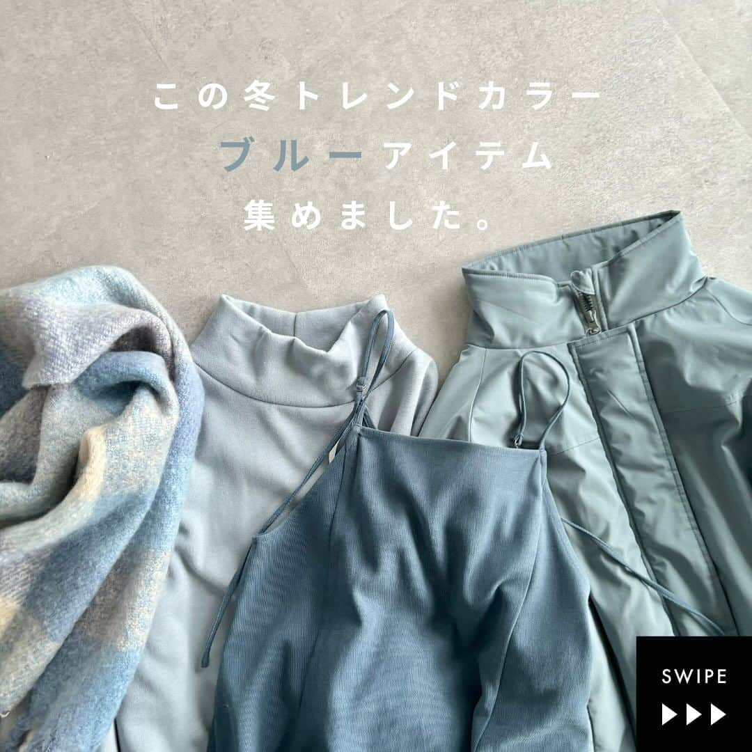 Green Parks(グリーンパークス) のインスタグラム：「この冬トレンド❄️ #ブルーコーデ   Green Parksオリジナルブランド ショコラフィネローブの おすすめブルーアイテムをPick up!!  ▶︎▶︎▶︎スワイプしておすすコーデをCHECK✔  #グリーンパークス #greenparks #ショコラフィネローブ #chocolraffinerobe   #冬カラー #冬ニット#カラーニット #ブルーニット  #マフラー #チェックマフラー #アウター #アウターコーデ  #中綿コート #コート #コートコーデ  #ニットコーデ #ニット#カラーニットコーデ #フェミニン #フェミニンカジュアル #大人フェミニン #大人カジュアル  stripe_intl」