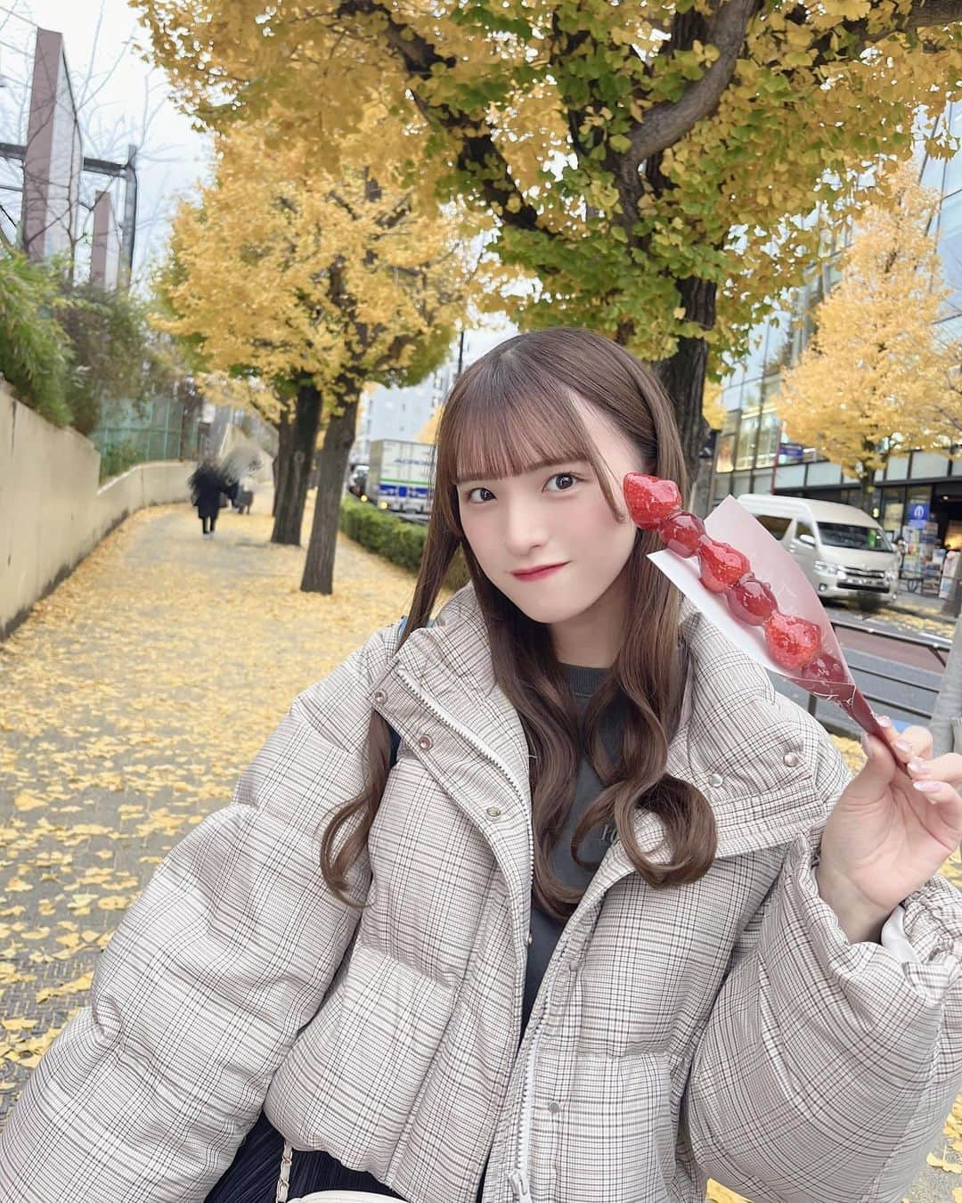 茉城奈那さんのインスタグラム写真 - (茉城奈那Instagram)「今日のましろ〜！！ ⁡ いちょう並木でいちごとぶどう飴食べた🥺 ⁡ ⁡ ⁡ ⁡ ⁡ ⁡ ⁡ ⁡ #アイドル #地下アイドル #idol #ınstagood #ヘアアレンジ #巻き髪アレンジ #ピンクブラウン #ブラウンカラー #グレージュ #いちょう並木」12月11日 22時10分 - nanchan_1010