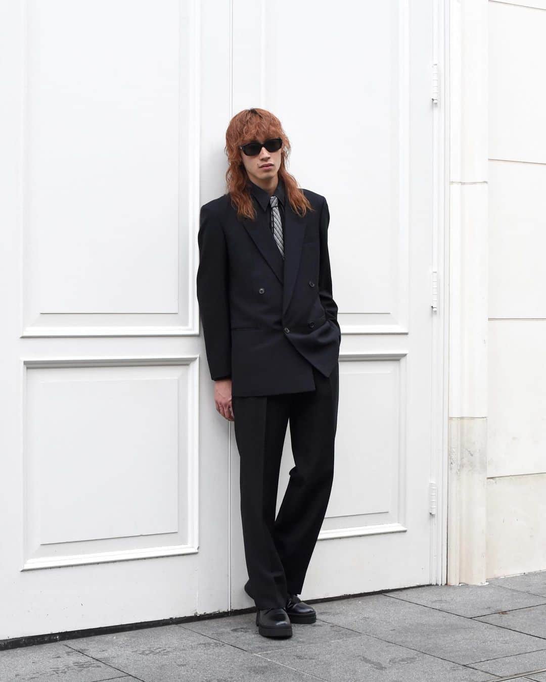 dudeのインスタグラム：「・ ・ 【 Pick Up Styling 】 ・ 協和テーラー - Double Tailored Setup ・ 着用モデル: @yotaro_nagaoka 183cm ・ こちらの商品はdudeアカウントプロフィールのURL「dude online」より通販可能な商品となっております。 ・ スタイリングを中心に更新している @dude_harajuku・ 日常・お客様・アイテム等を発信する @dude_harajuku_daily・ どちらのアカウントも是非フォロー宜しくお願い致します。 ・ ・」