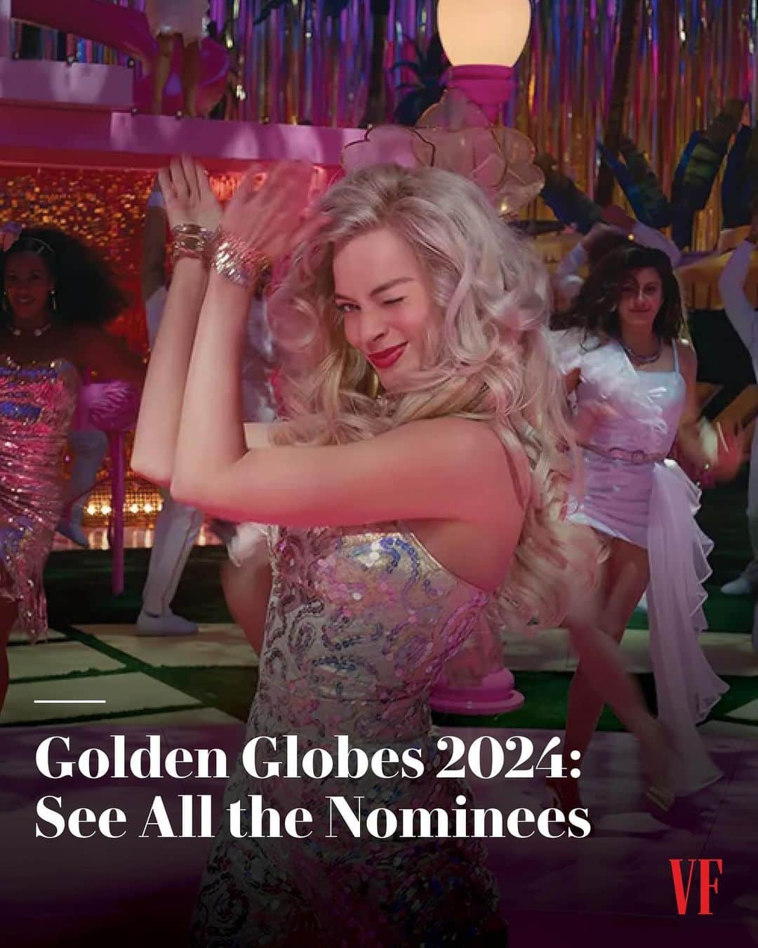 Vanity Fairのインスタグラム：「The 2024 #GoldenGlobes nominations have arrived, including nods for ‘Barbie,’ ‘The Bear,’ Taylor Swift, and more. See the complete list at the link in bio.」