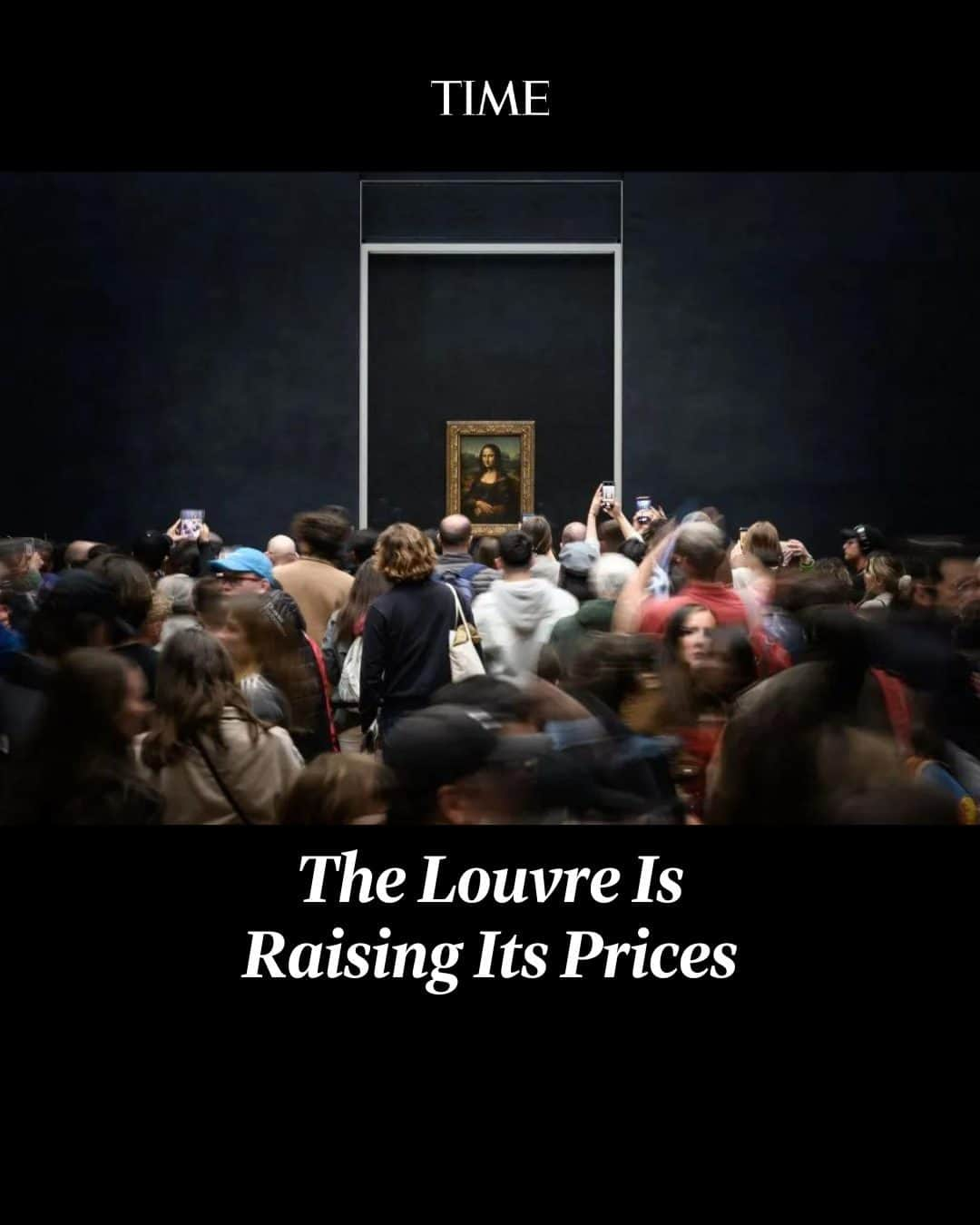 TIME Magazineのインスタグラム：「The world’s largest museum—The Louvre—is raising its prices in January. The nearly 30% price rise is expected to help offset rising energy costs and a free ticket program aimed toward local French residents.   The price hike will go into effect six months before the start of the 2024 Olympics in Paris.  Photograph by Getty  Link in bio.」