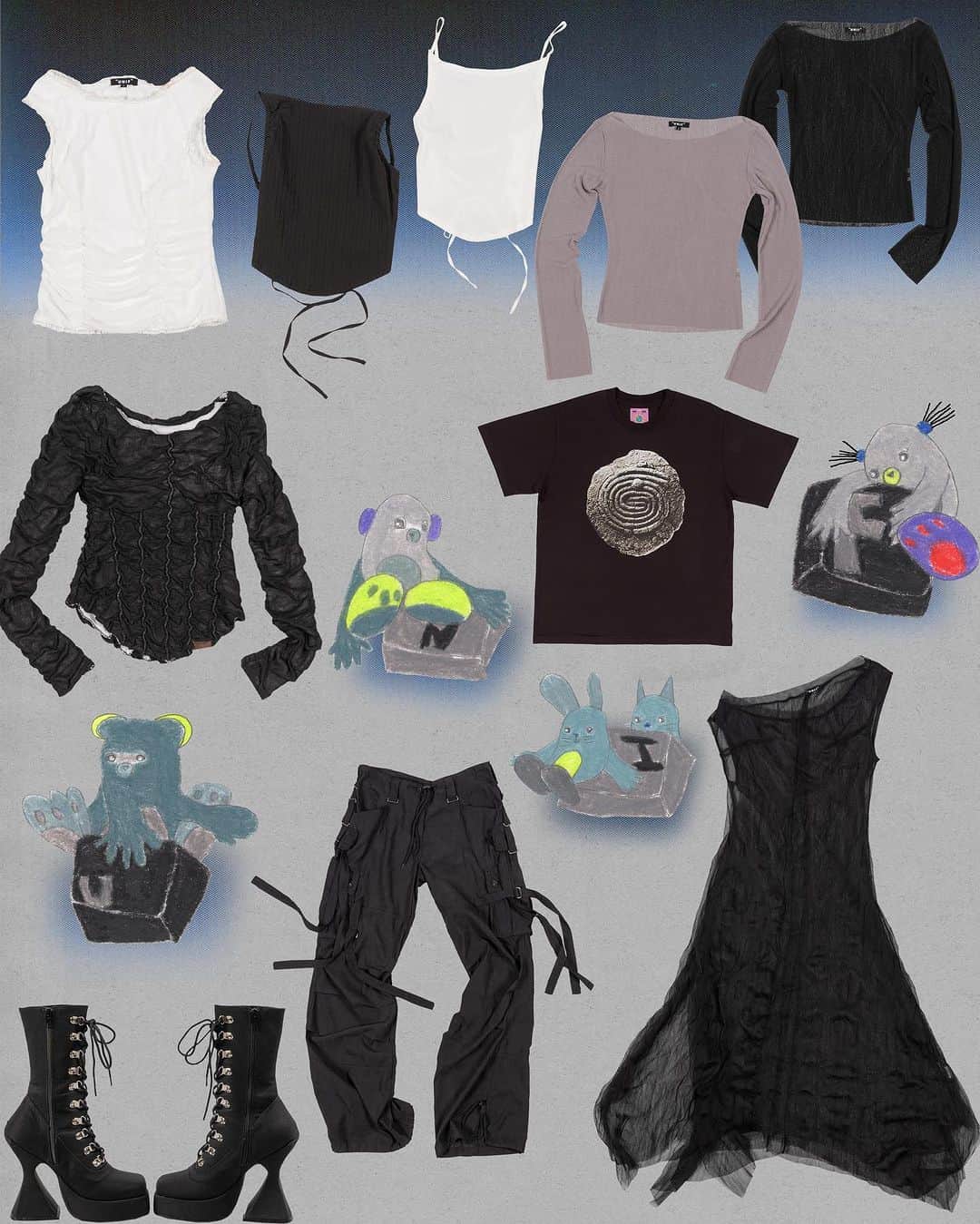 UNIFのインスタグラム：「Obscure Basics from our current drop. Collage by @uou___cute」