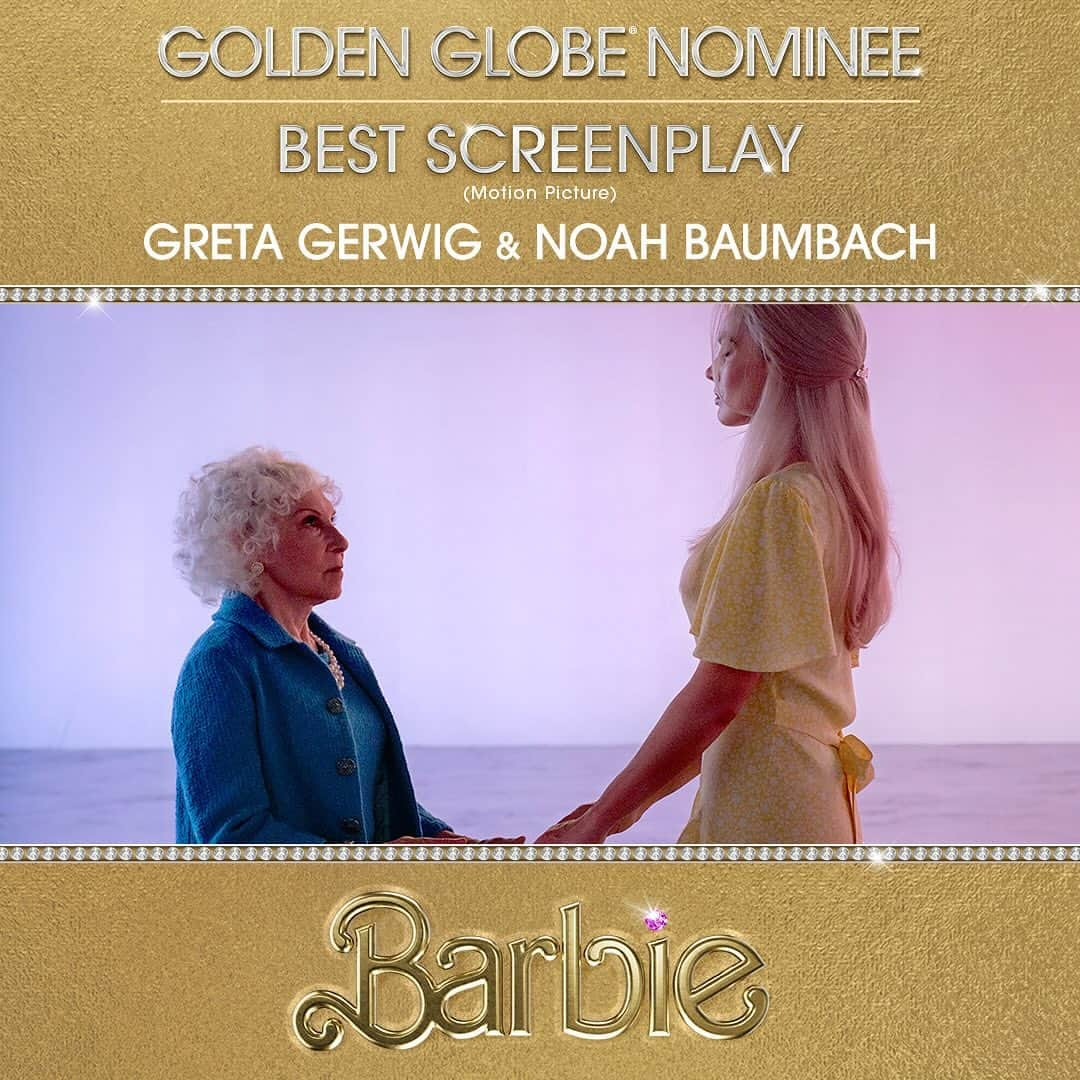 バービーさんのインスタグラム写真 - (バービーInstagram)「Join us as we congratulate #BarbieTheMovie on being nominated for 9 #GoldenGlobes, including:  - Best Picture, Musical or Comedy - Best Director, Motion Picture – Greta Gerwig - Best Screenplay, Motion Picture – Greta Gerwig, Noah Baumbach - Best Performance by an Actress in a Motion Picture, Musical or Comedy – Margot Robbie - Best Supporting Actor, Motion Picture – Ryan Gosling - Best Original Song, Motion Picture – “What Was I Made For?” - Best Original Song, Motion Picture – “I’m Just Ken” - Best Original Song, Motion Picture – “Dance the Night”」12月12日 5時46分 - barbie