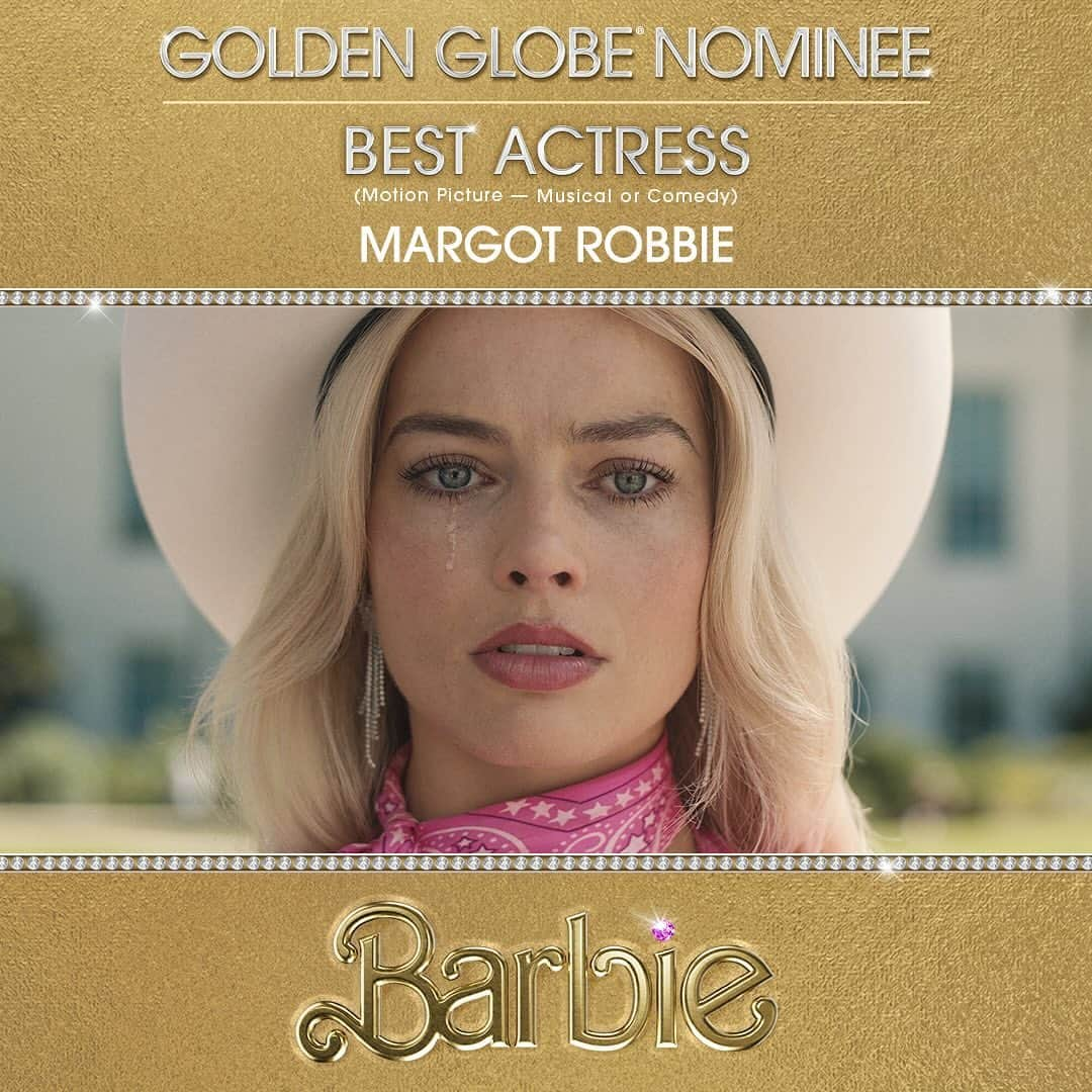 バービーさんのインスタグラム写真 - (バービーInstagram)「Join us as we congratulate #BarbieTheMovie on being nominated for 9 #GoldenGlobes, including:  - Best Picture, Musical or Comedy - Best Director, Motion Picture – Greta Gerwig - Best Screenplay, Motion Picture – Greta Gerwig, Noah Baumbach - Best Performance by an Actress in a Motion Picture, Musical or Comedy – Margot Robbie - Best Supporting Actor, Motion Picture – Ryan Gosling - Best Original Song, Motion Picture – “What Was I Made For?” - Best Original Song, Motion Picture – “I’m Just Ken” - Best Original Song, Motion Picture – “Dance the Night”」12月12日 5時46分 - barbie