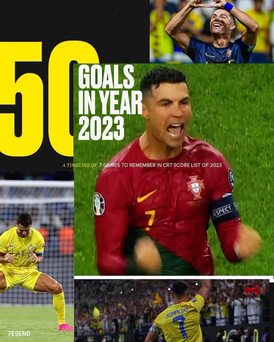 クリスティアーノ・ロナウドのインスタグラム：「Great victory and I’m thrilled to announce my 50th goal in 2023, all thanks to the unwavering support of my teammates, fans, and my family! 🔥 There’s still room for a few more this year 👀 🙏🏽」