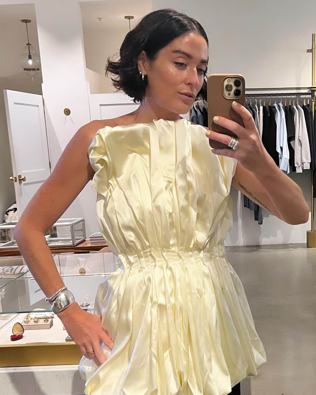 Fred Segalのインスタグラム：「ASH’S PICKS — Discover a few latest favorites from our SVP of Merchandising, @ash_petrie. 🤍  “While I'm home, I'll be wearing the @tovestudio 'Raynara' top for festive occasions – it's my personal couture gem.” “The @lowclassic_seoul suit, in its beautiful blue/green shade, effortlessly transitions from dinner events to casual days” “My everyday companion is the @publishedby 'Cloud Bag,' adding instant elevation to every look.”」