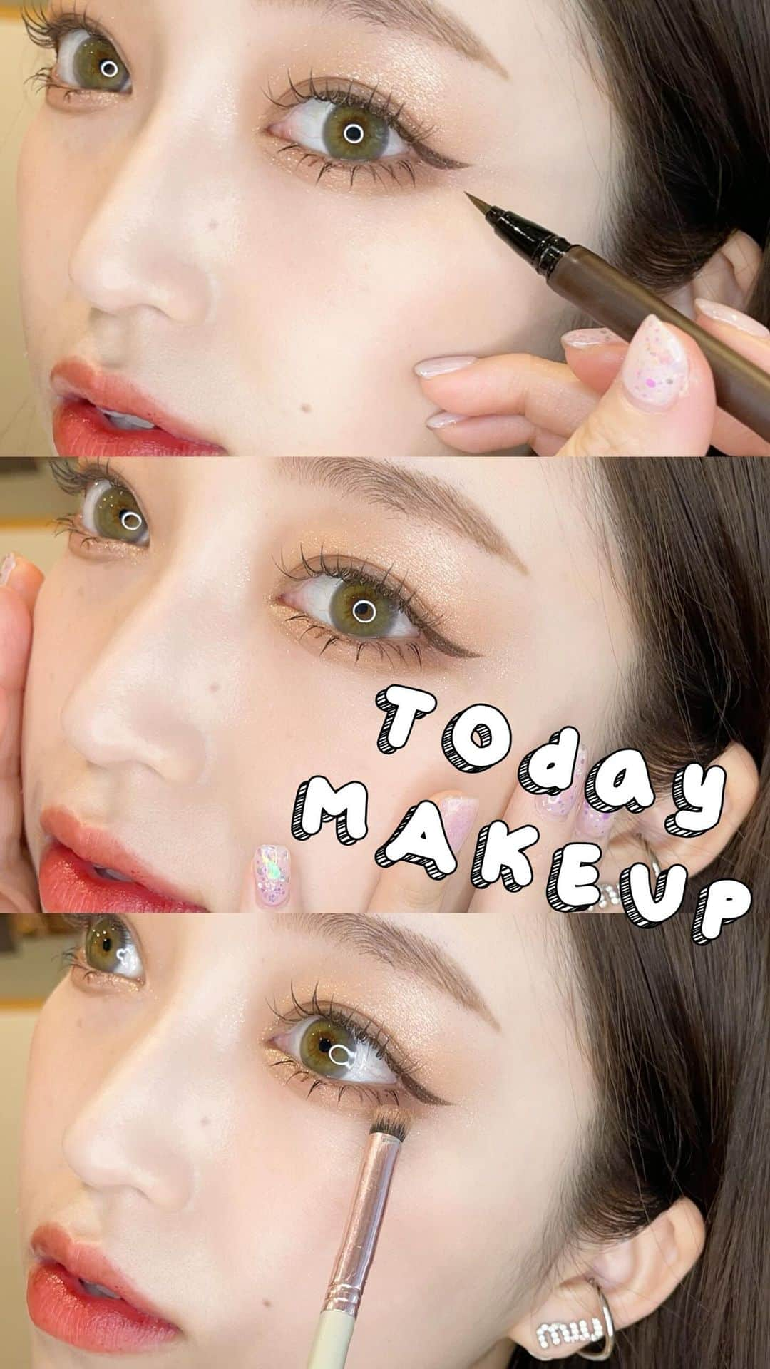 MANAE【Violet】のインスタグラム：「makeup♥️ . 今日は審査員のお仕事と、授賞式があったので少し濃いめにメイクしました🙋‍♀️ . #メイク　#メイク動画　#メイクレビュー　#makeup #コスメレビュー　#ブラウンメイク　#つけま　#美容師　#表参道美容室　#カミカリスマ」