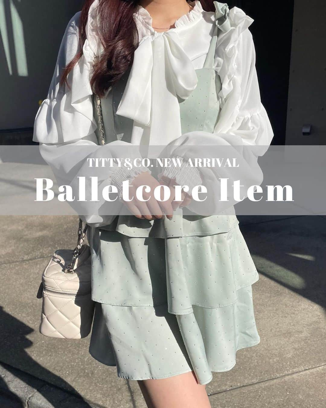 ティティ&コーのインスタグラム：「TITTY&CO. New Arrival🎀 Balletcore Item🐈🩰 ⁡ アイテム１つで トレンドのバレエコアスタイルが完成✨ ⁡ ・ティアードビジューリボンワンピース size:S.M color:Black.Pink.Green ¥8,910 ⁡ ・ティアードビジューミニスカパン size:S.M color:Pink.Black ¥6,930 ⁡ ・ミニリボンワンピース size:S.M color:White.Black ¥8,910 ⁡ ⁡ #tittyandco #ガーリー#参戦服#骨格ストレート#骨格ナチュラル#骨格ウェーブ #推し活コーデ#デートコーデ#フェミニンコーデ#バレエコア#バレエコアコーデ#ビジューアイテム#ビジューコーデ#フレンチガーリー」