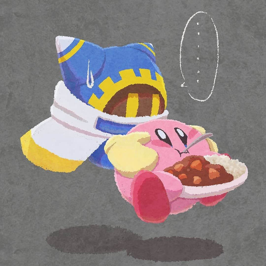 あらもんのインスタグラム：「おたすけマホロア…？🍛  #カービィ #星のカービィ  #イラスト #イラストグラム  #kirby #fanart #illustration #illust  #illustgram  #drawing  #clipstudiopaint #カレー #curry」