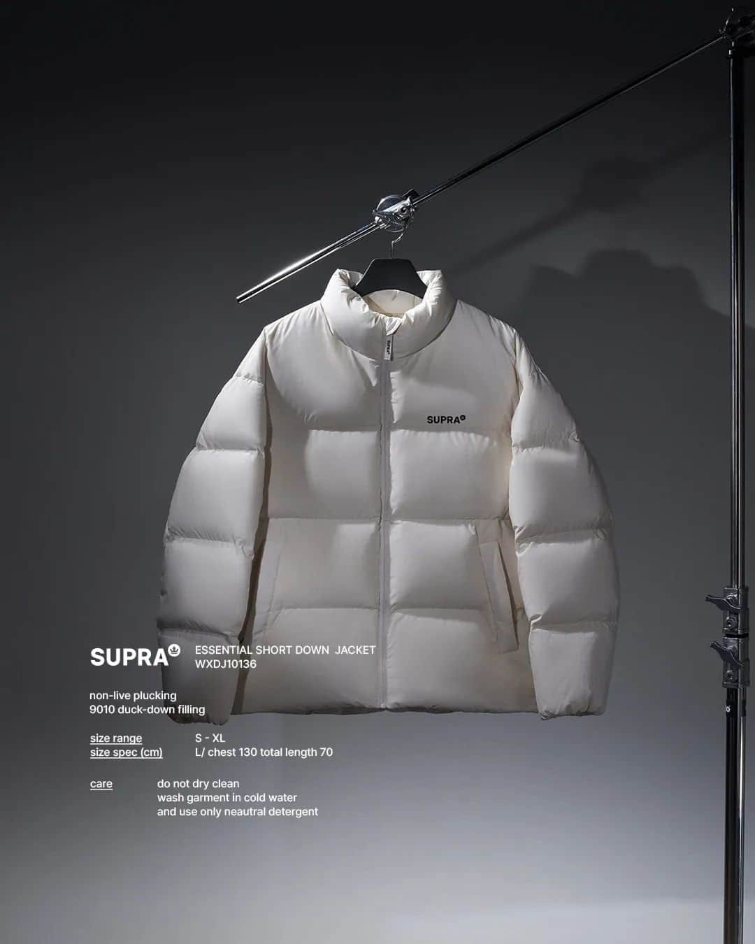 スープラのインスタグラム：「SUPRA 23FW ESSENTIAL OVER-FIT SHORT DOWN JACKET」