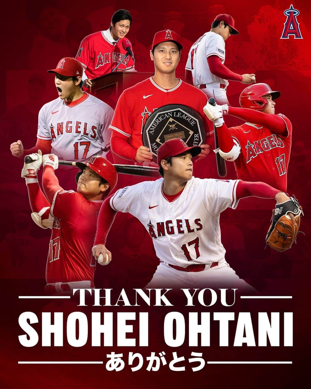 ロサンゼルス・エンゼルス・オブ・アナハイムのインスタグラム：「この6シーズン本当にありがとう！  Thank you, @shoheiohtani, for everything during these past 6 seasons!」